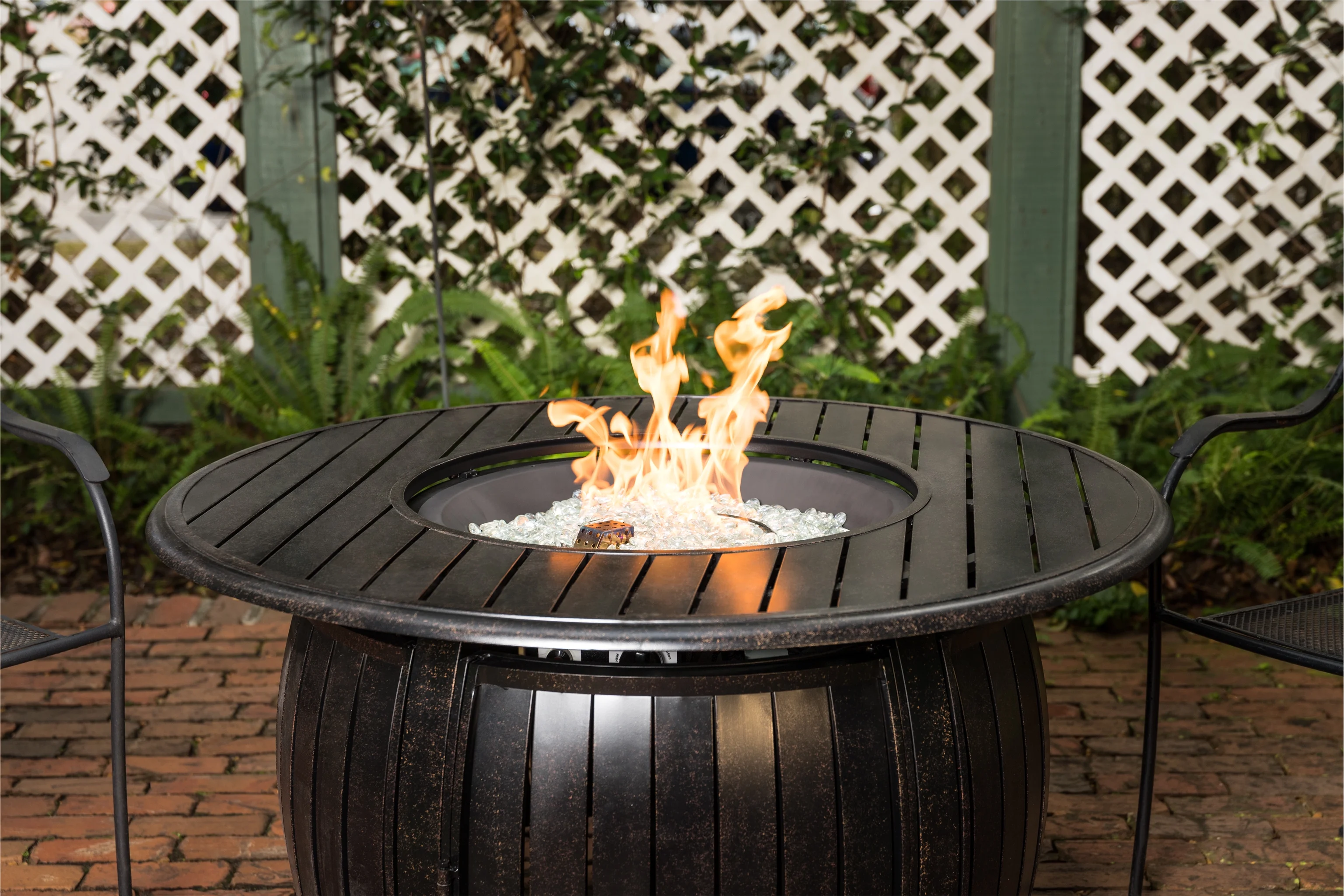Fire Sense Copper Aluminum Gas Fire Pit Table Multi-Functional with Fire Bowl Lid, Bronze Finish-44
