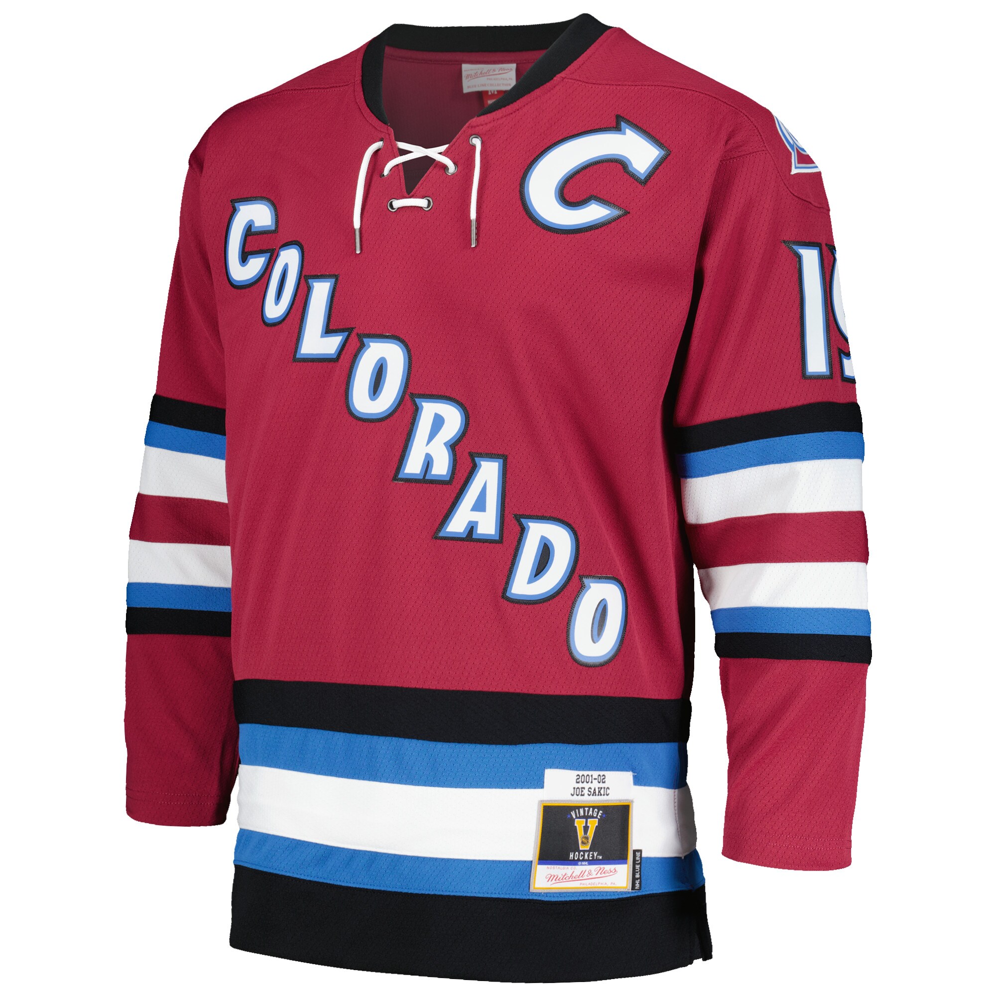 Joe Sakic Colorado Avalanche Mitchell & Ness 2001/02 Blue Line Alternate   Jersey – Burgundy