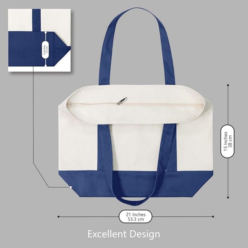 CANVORY 1-Pack Canvas Tote Bag with an External Pocket