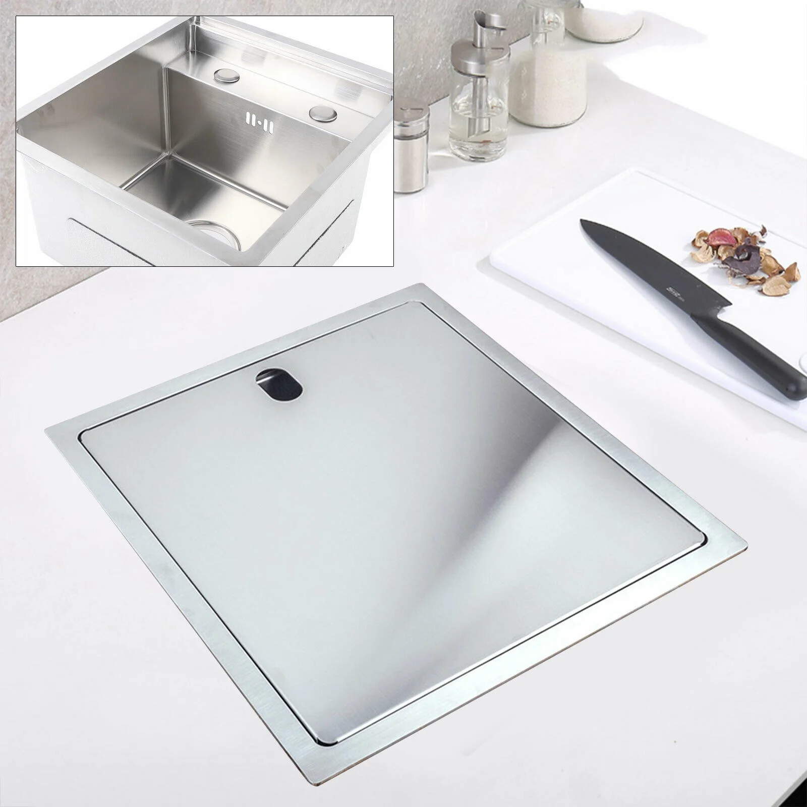 Hidden Kitchen Sink Stainless Small Size Single Bowl Bar Sink with Folding Faucet