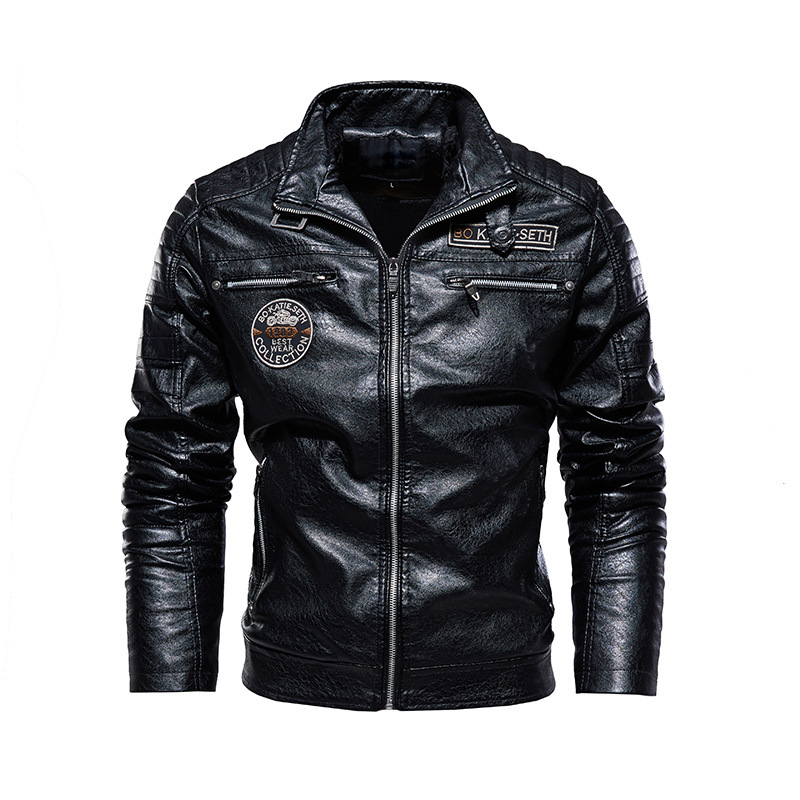 Men's Lined Faux Leather Biker Jacket