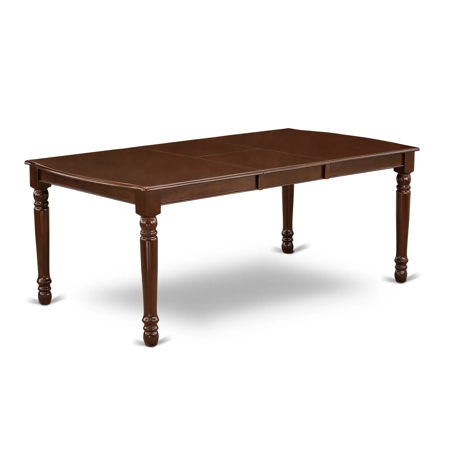 East West Furniture DOFR7-MAH-05 7Pc Dinette Set Includes a Rectangular Kitchen Table with Butterfly Leaf and Six Parson Chairs with Doeskin Fabric, Mahogany Finish