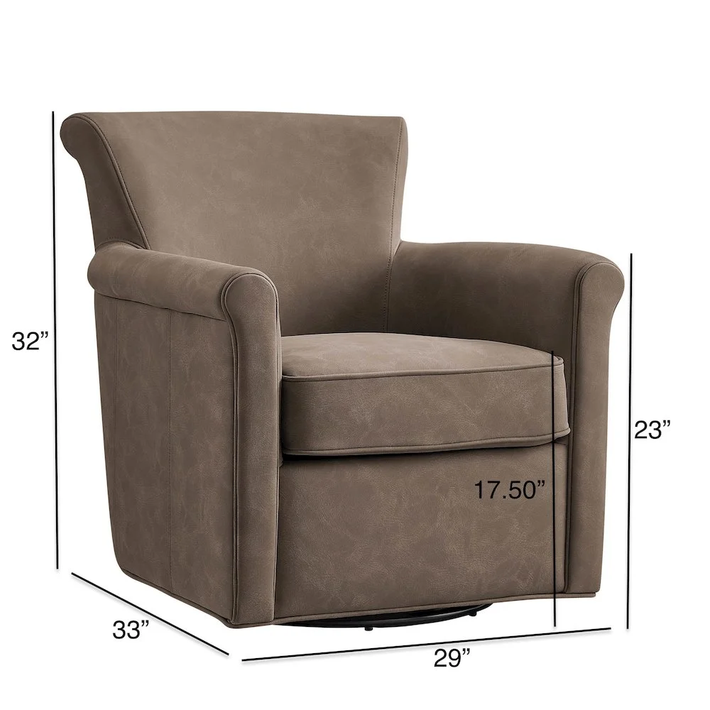 Comfort Pointe Winton Espresso Faux Leather Swivel Accent Chair