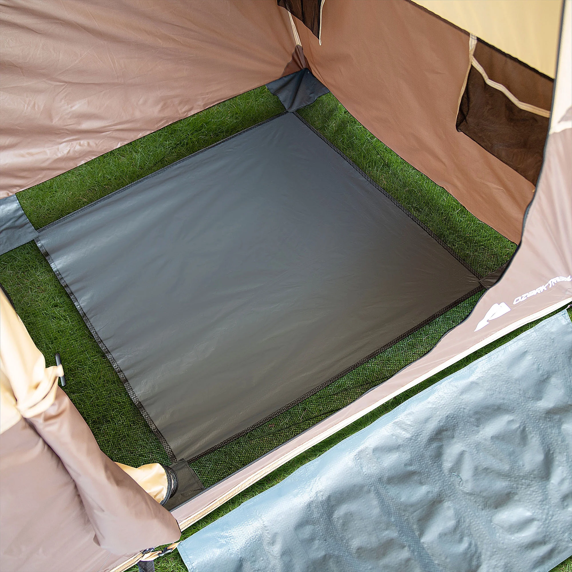 Ozark Trail 2-Room Shower & Utility Tent Combo Includes 5-Gallon Water Container, Easy Setup, Maximum Occupancy Is 2. Khaki Colour.