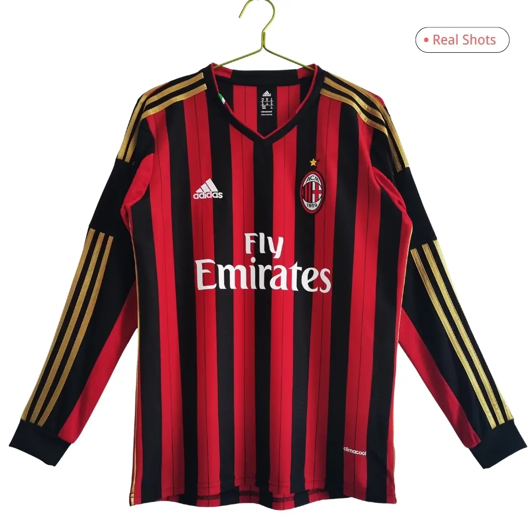 AC Milan 2013/14 Home Retro Soccer Long Sleeve Jersey