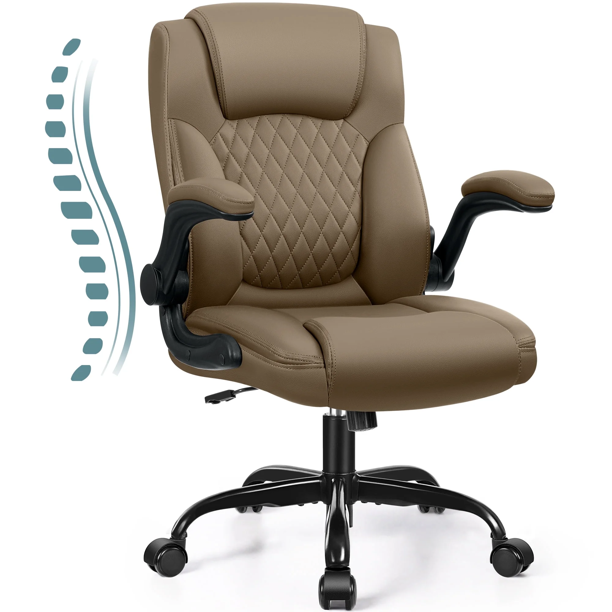 COOLHUT Leather Office Chair, Big and Tall Office Chair 400LBS Wide Seat Ergonomic Computer Desk Chair High Back Executive Leather Chair Adjustable Task Chair Lumbar Back with 8-Year Warranty, Black