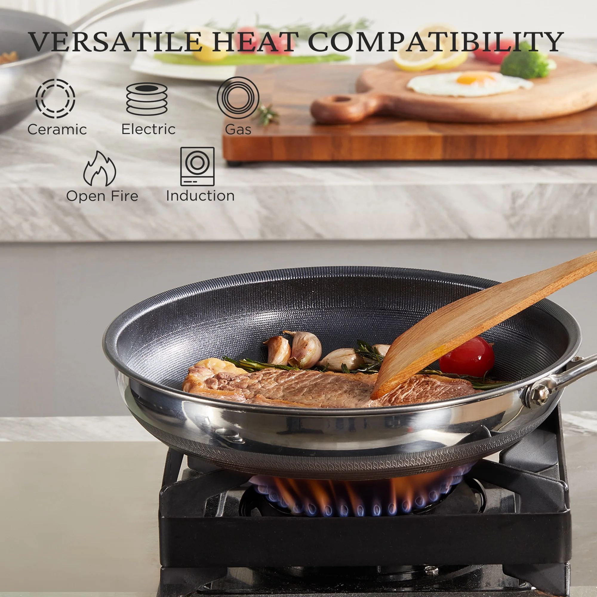 KITEXPERT Nonstick Frying Pans Set, 3 Pcs (8, 10, 12