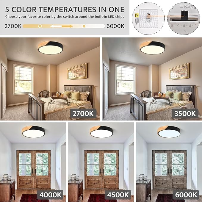 Modern Dimmable Wood Ceiling Light