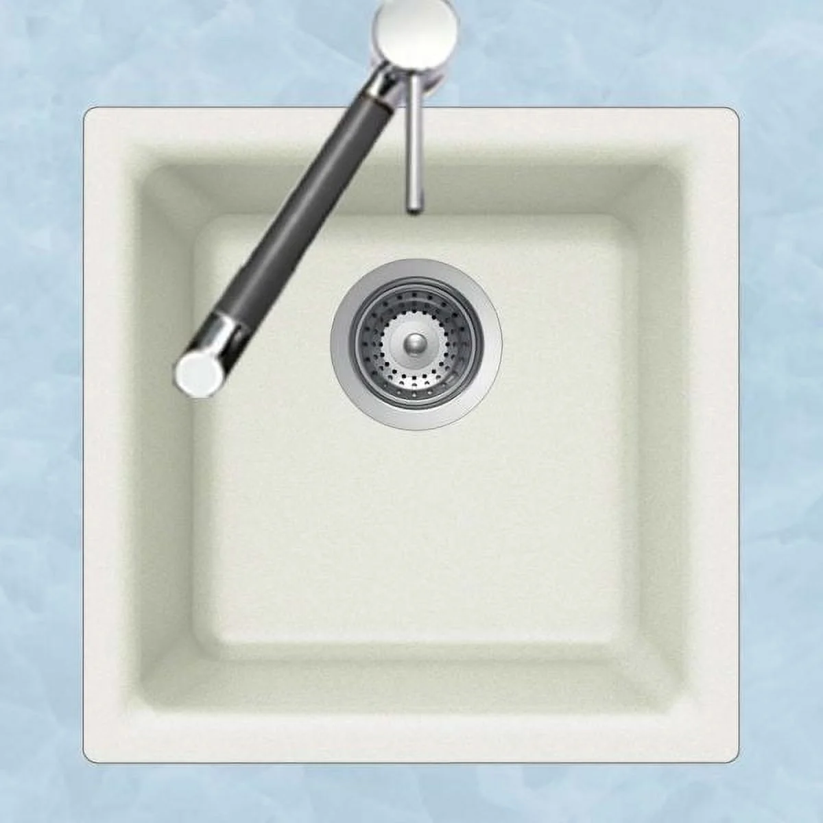 Houzer Quartztone 16 in Slate Granite Composite Dual Mount Topmount or Undermount Single Bowl Bar Sink - E-100 SLATE