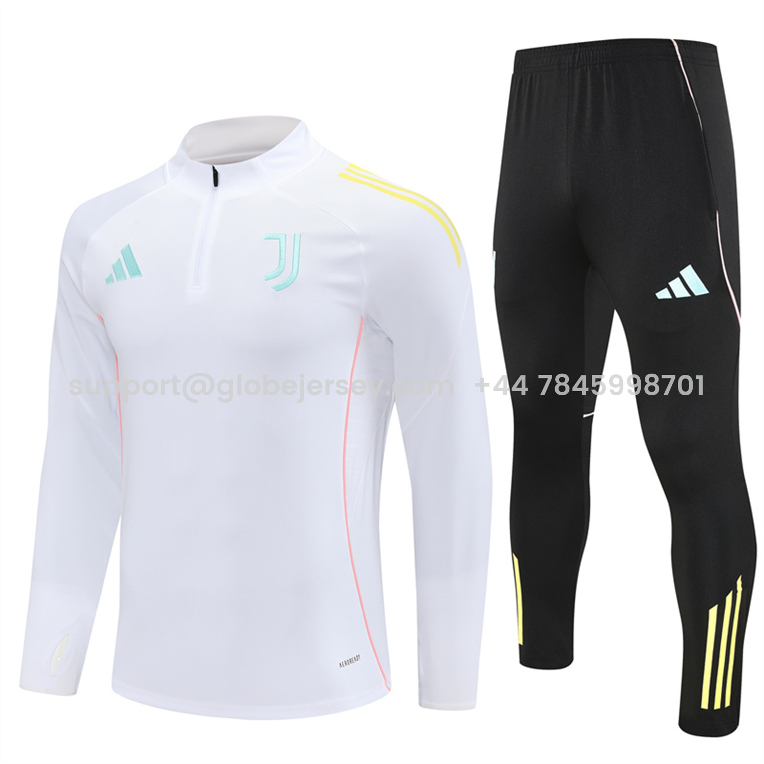 Juventus 25-26 Long Sleeve Training Set - White Top and Black Pants