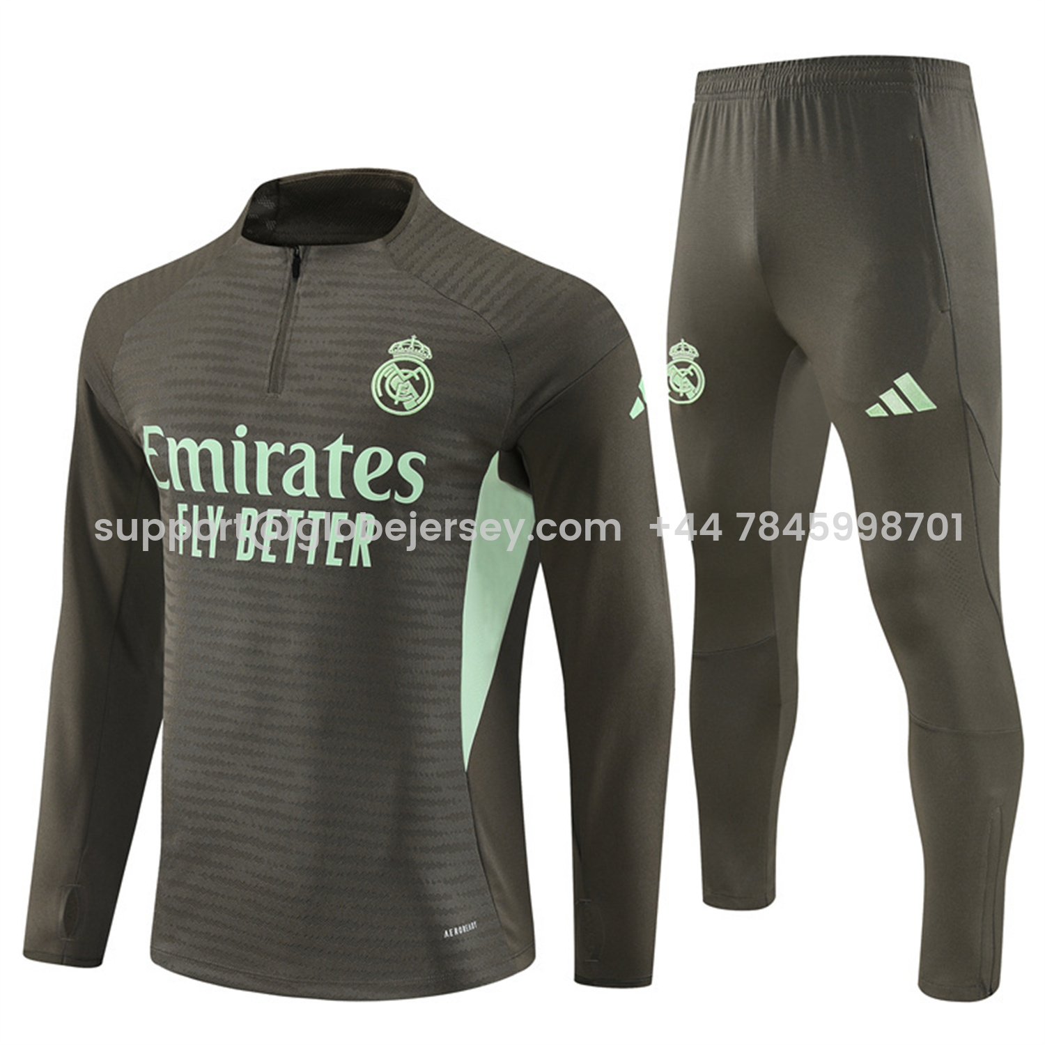 Real Madrid 25-26 Long Sleeve Training Set - Player Version - Khaki Top and Khaki Pants