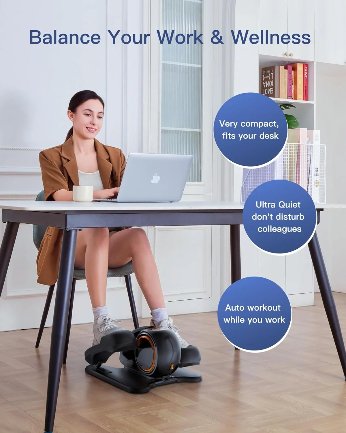 UPGO Under Desk Ellipticals Electric, Elipse Leg Pedal Exerciser for Seniors Fully Assembled, Seated Pedal Exerciser with Remote Control & Non-Slip Pedals