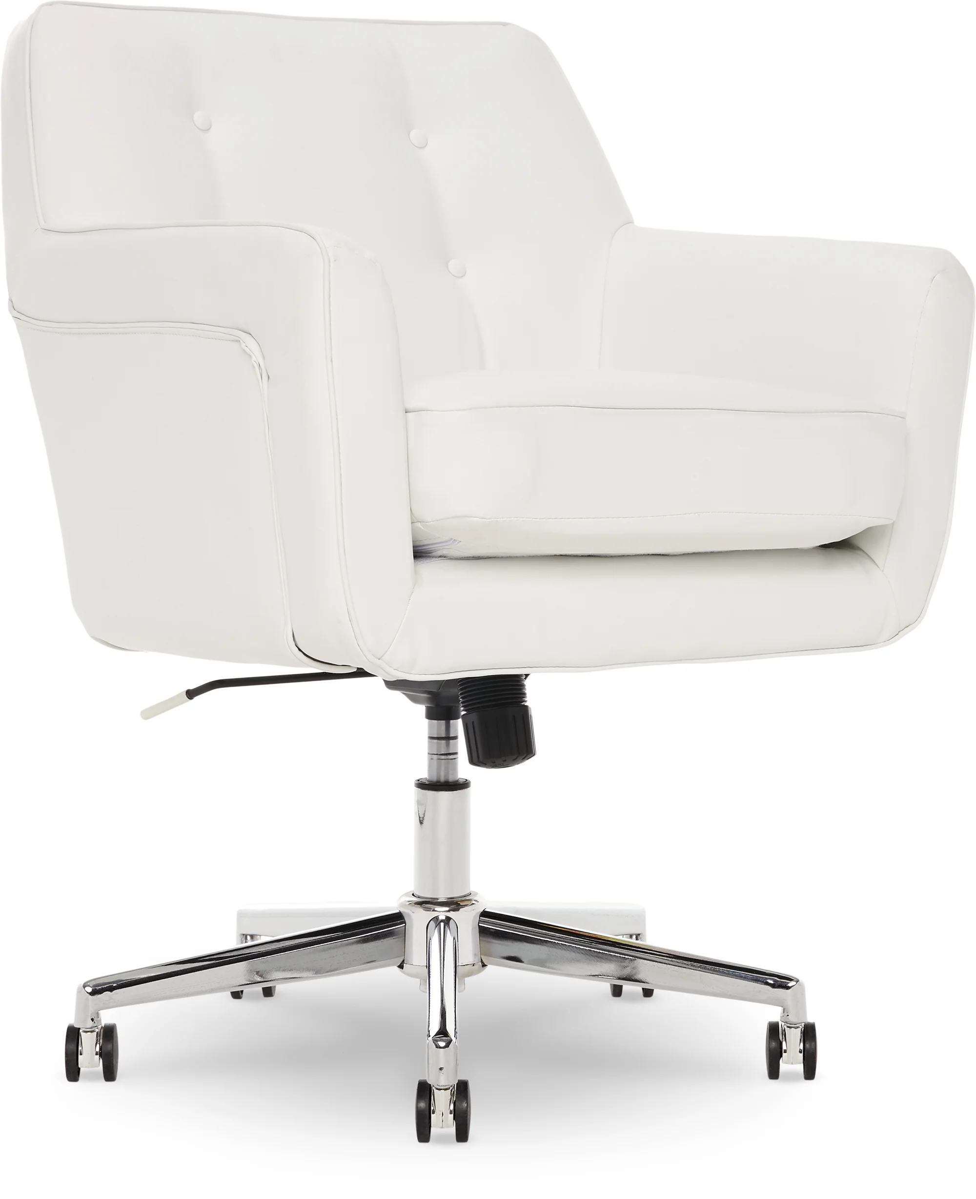Serta Ashland Office Desk Chair, Button Tufted Mid-Back, Memory Foam Cushion, Chrome Swivel Base, Charcoal