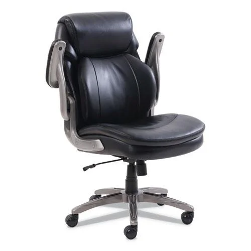 SertaPedic Cosset Mid-Back Executive Chair, Black Seat/Back, Slate Base