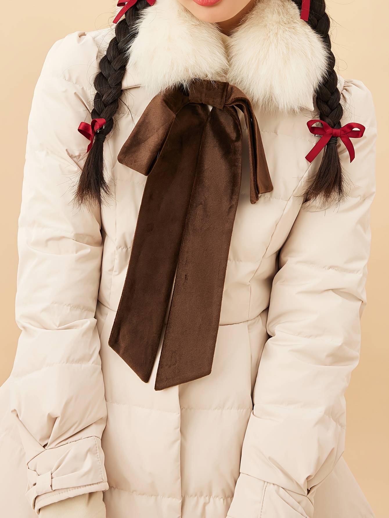ZIHAN Elegant Winter Down Coat for Women, Solid Color Polyester Padded Jacket
