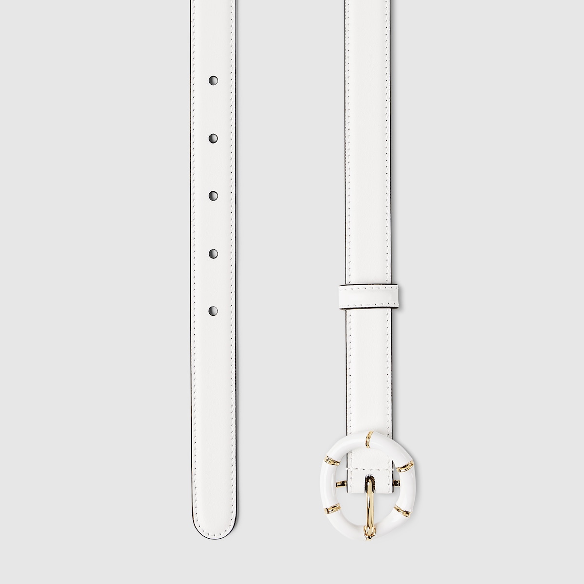 Thin belt with round bamboo buckle