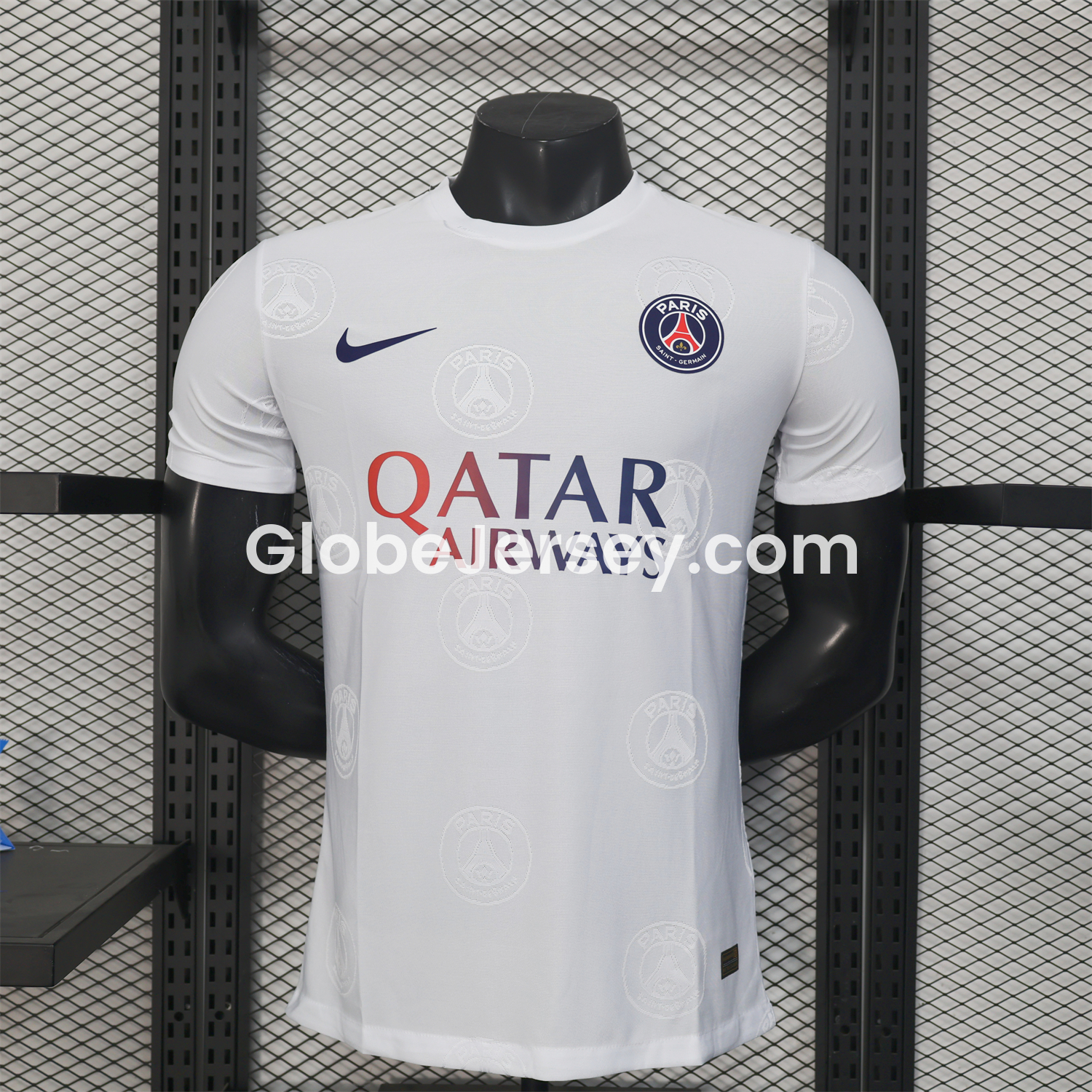 Paris Saint-Germain PSG 25-26 White Jersey with Team Logo Decoration and Gradient Advertising - Player Version