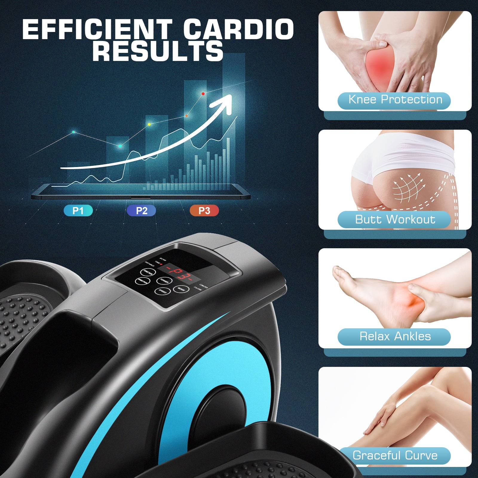 Elliptical Machine, Under Desk Elliptical with Remote Control, Quiet Home Ellipse Exerciser for Seniors