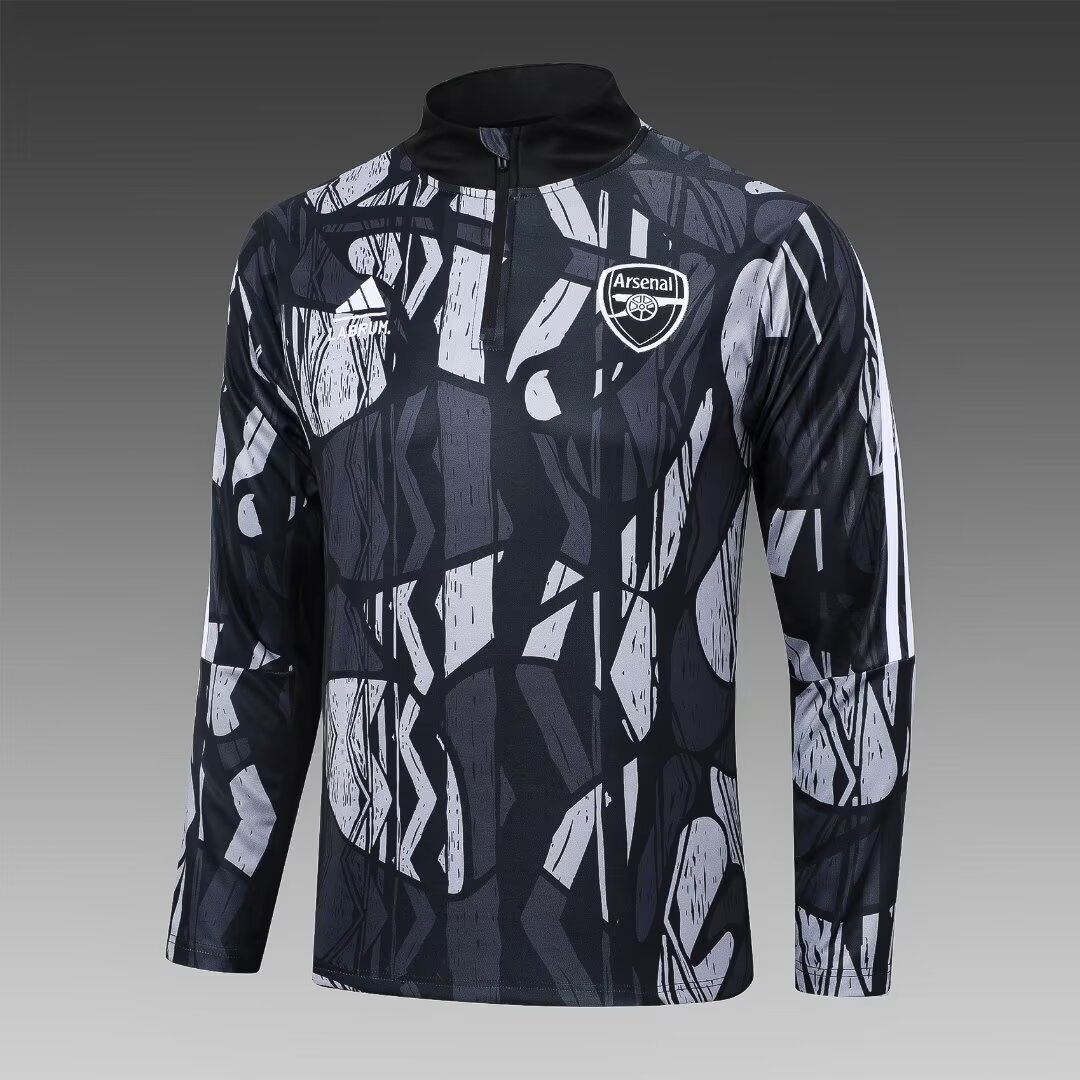 2024/2025 Arsenal Half-Pull Training Suit Dark Grey Football Shirt 1:1 Thai Quality