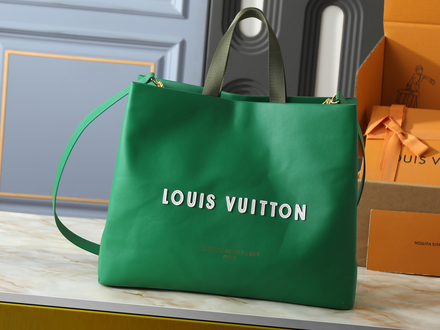 LV Croc-Embossed & Smooth Shopper Tote Bag