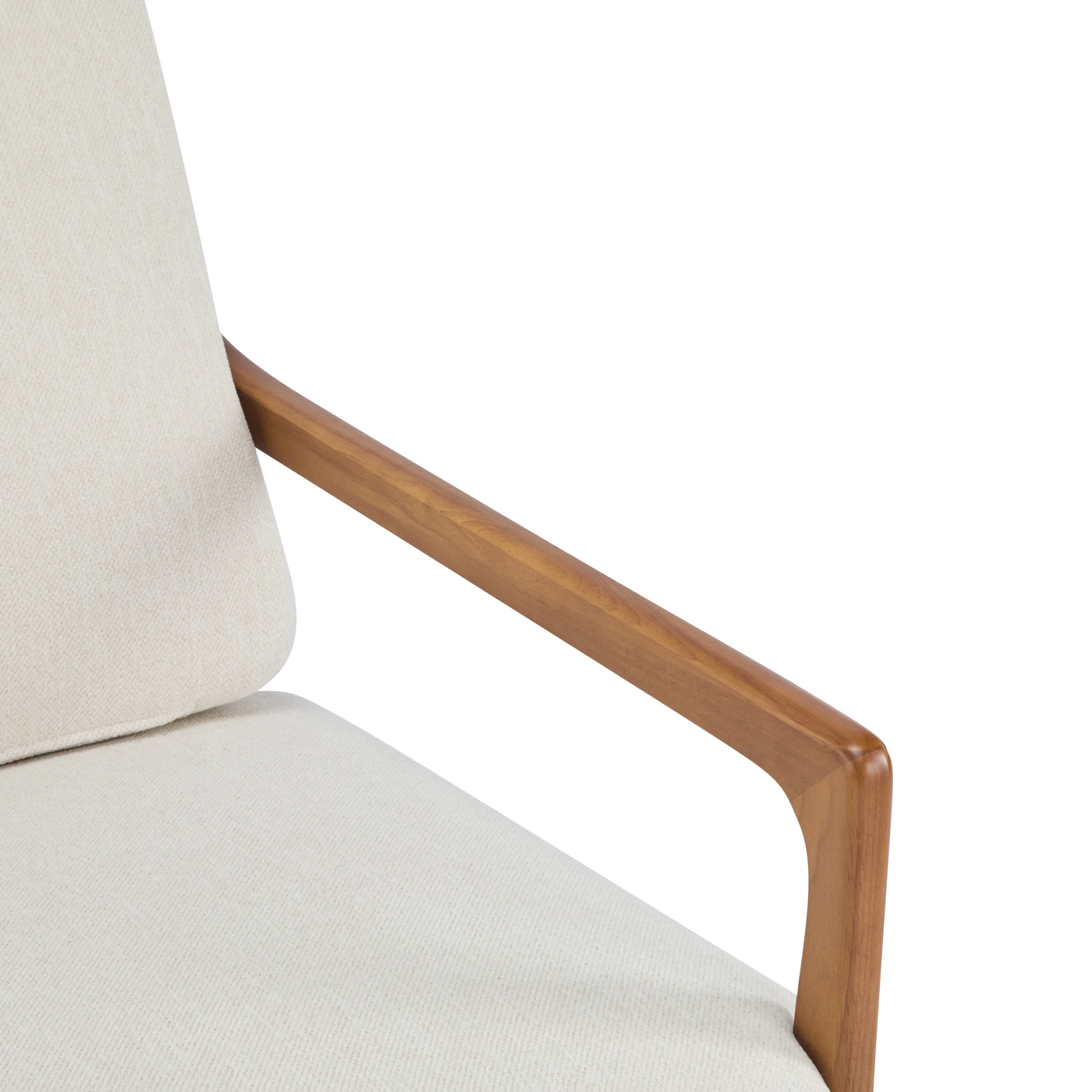 Christopher Knight Home Mid-Century Modern Accent Chair, Solid Wood Frame with High Back, Beige Cushions