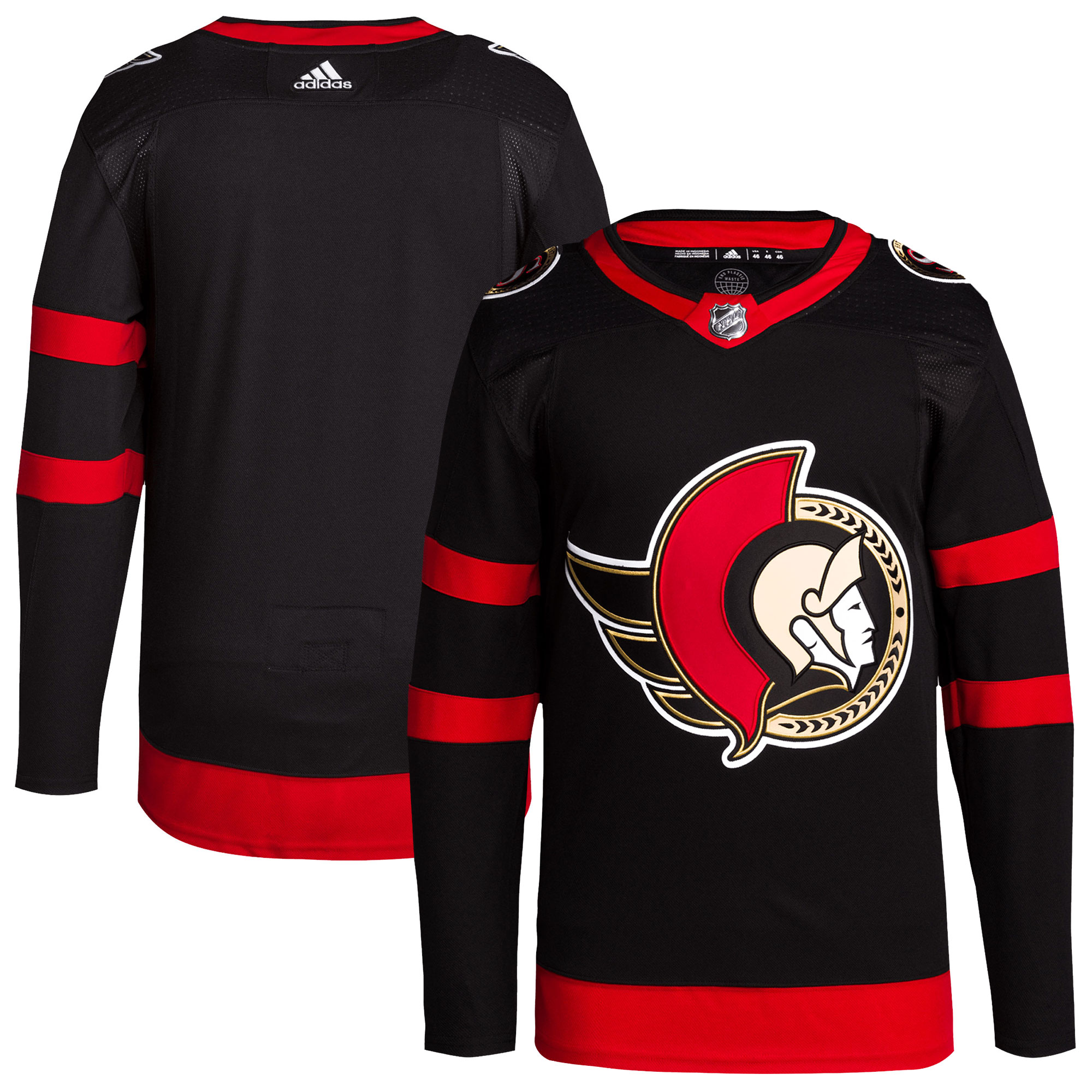 Ottawa Senators  Men’s Home Primegreen  Blank Jersey – Black