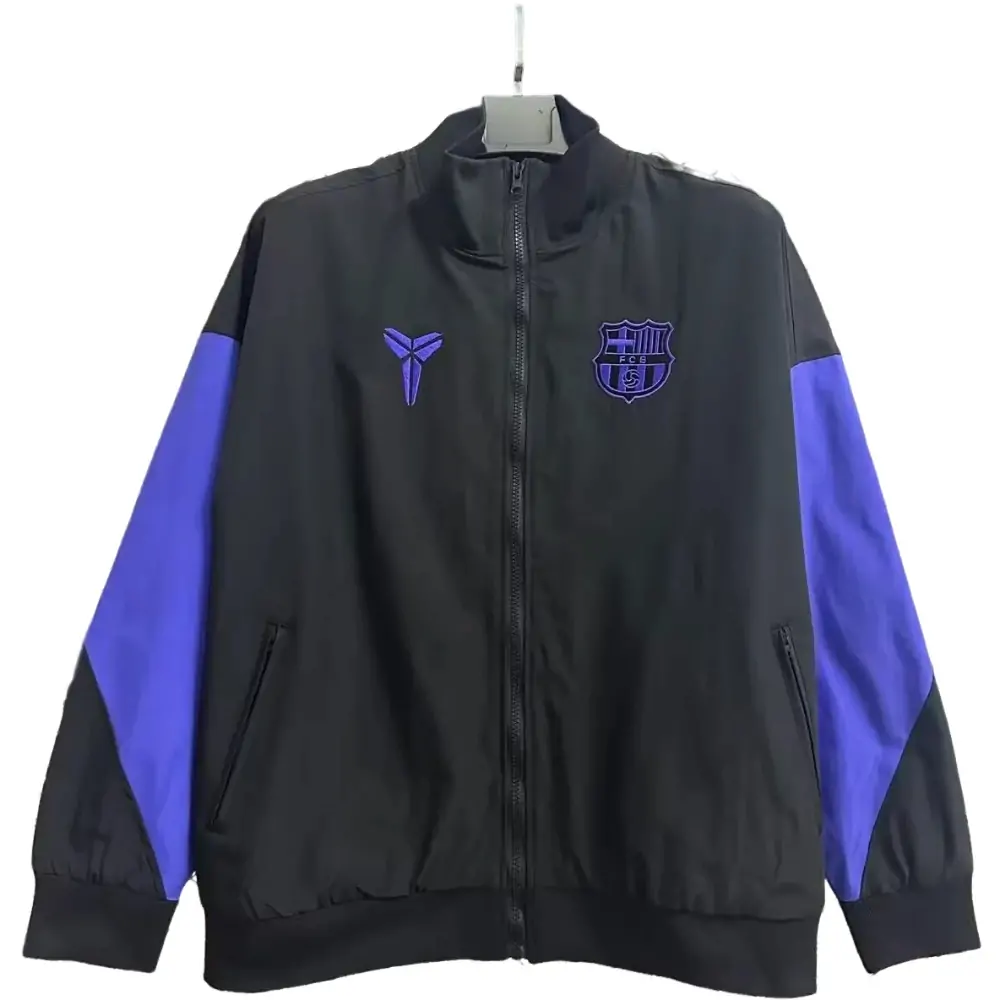 2025/26 Barcelona collaboration style black and purple vintage trench coat