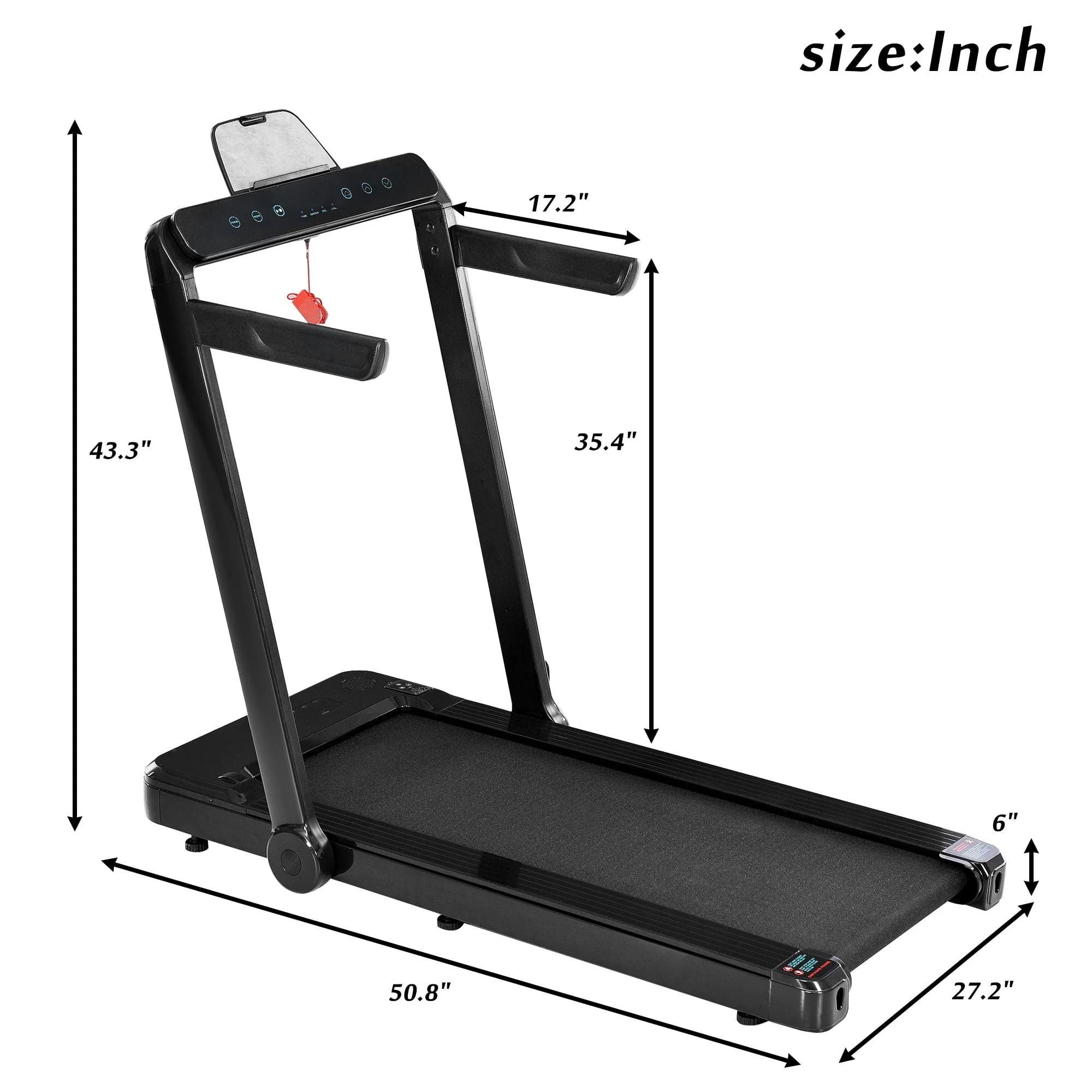 Aukfa 2.5HP Under Desk Treadmill - 2 in 1 Running Walking Pad for Home Office Workout- 300 lb Capacity - Black