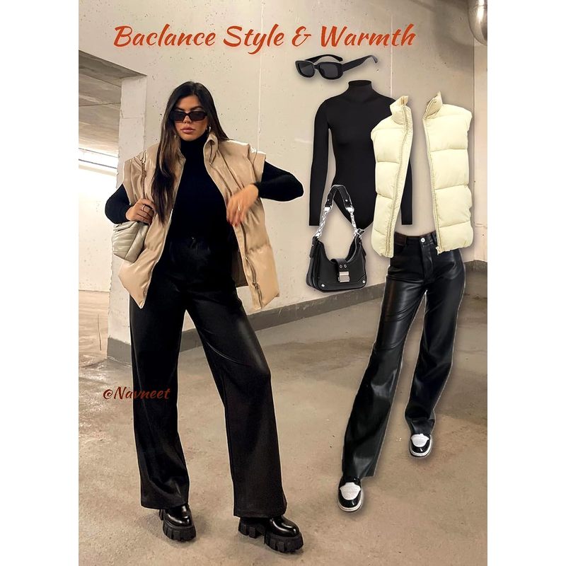 Women Faux Leather Pants PU High Waist Straight