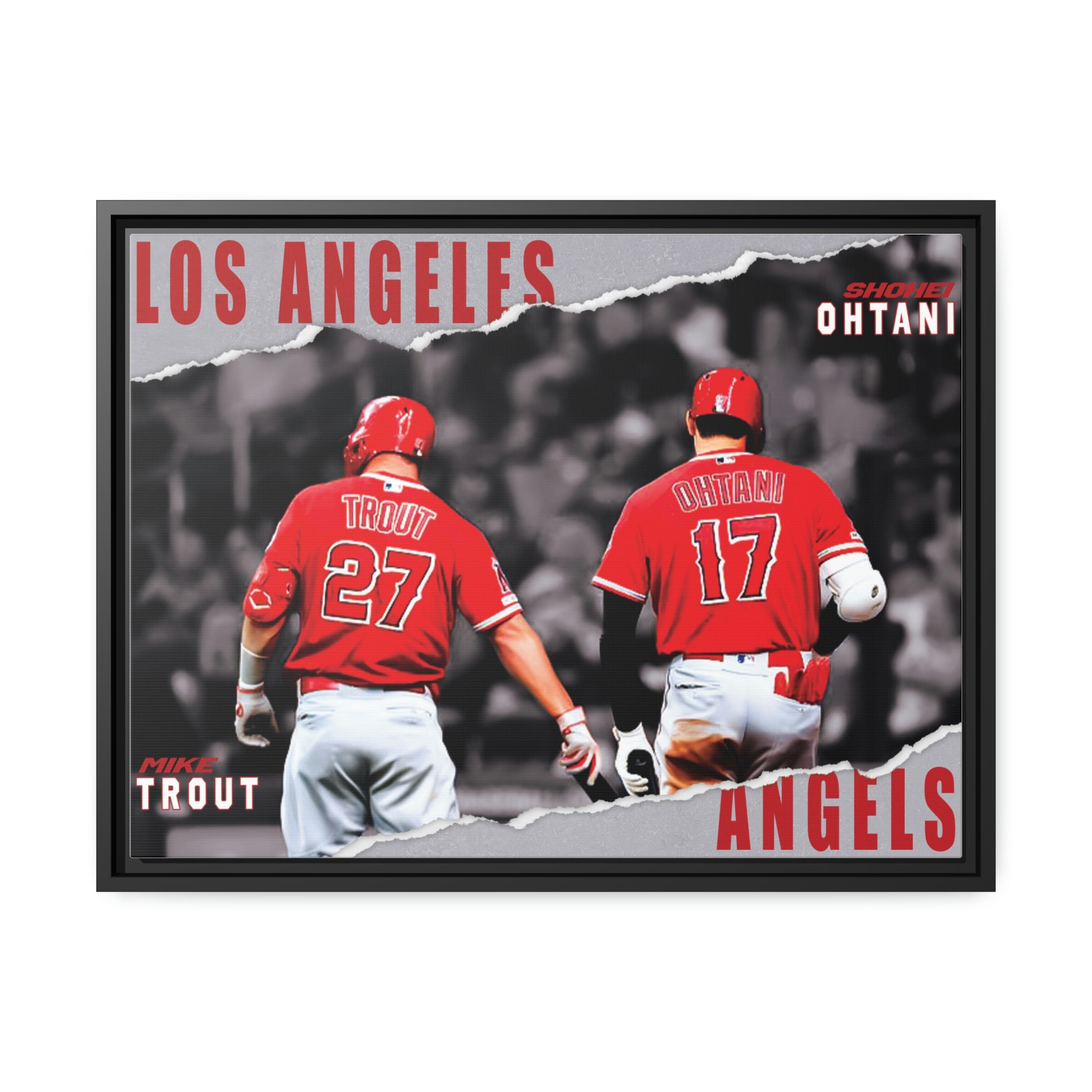 Mike Trout & Shohei Ohtani Los Angeles Angels MVP Teammates Premium Wall Art Framed Canvas