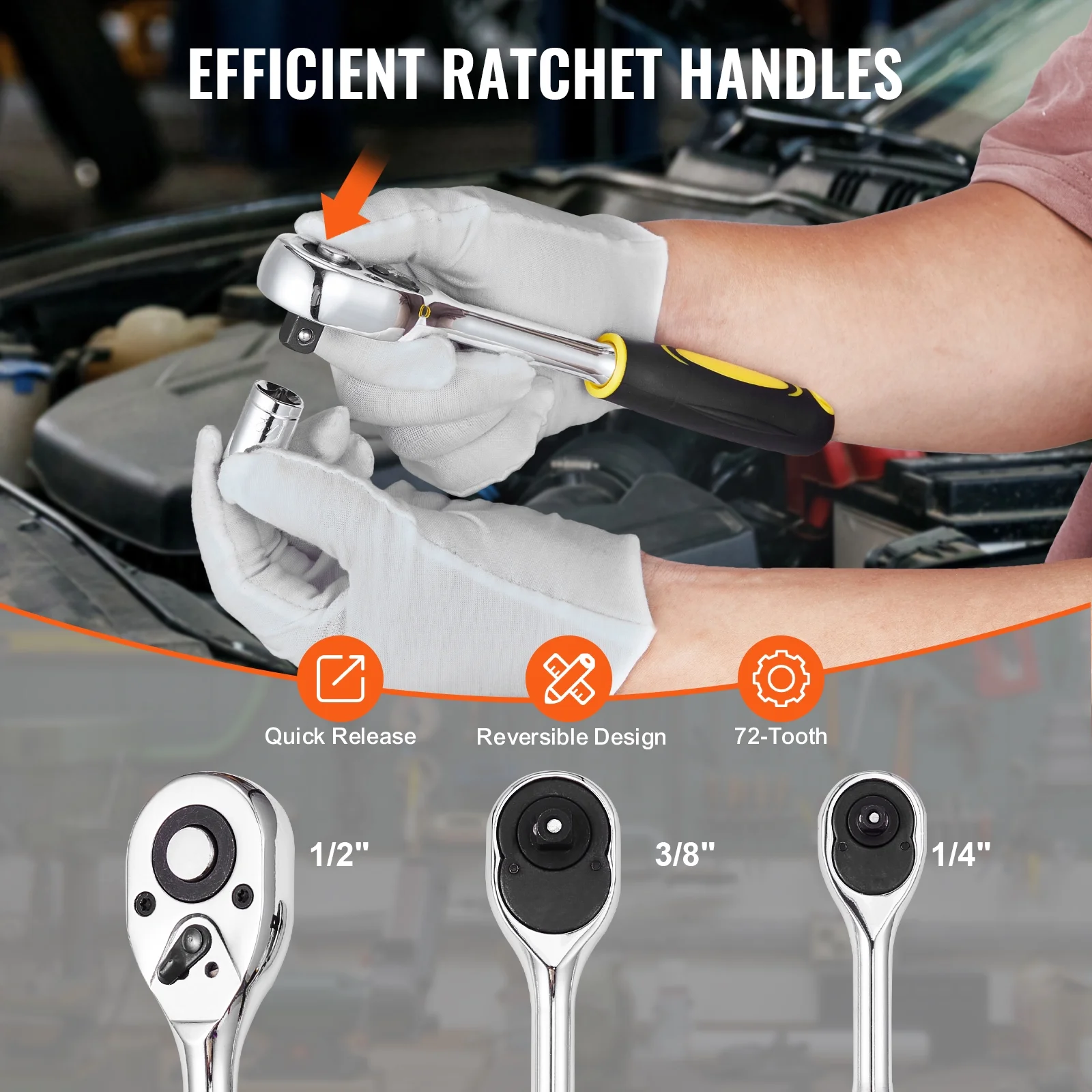 KFFKFF 207-Component Mechanics Tool Set and Socket Set, 1/4