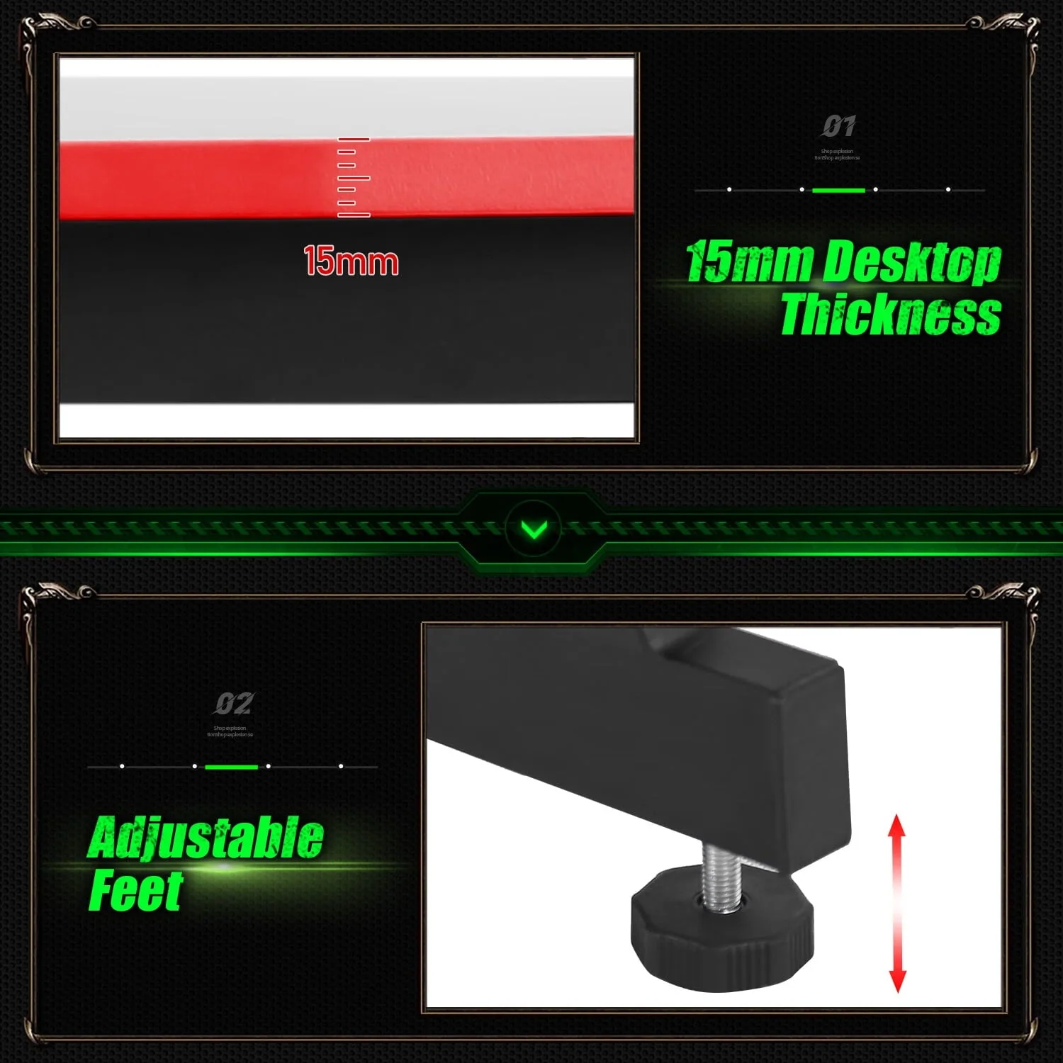 YRLLENSDAN Gaming Desk Z Shaped 40in Computer Gaming Workstation Ergonomic Gaming Table with Headphone Hook for Game Players, Red