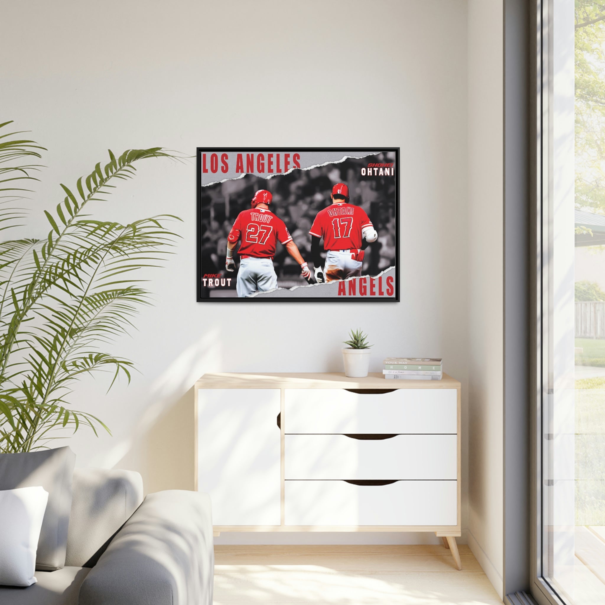 Mike Trout & Shohei Ohtani Los Angeles Angels MVP Teammates Premium Wall Art Framed Canvas