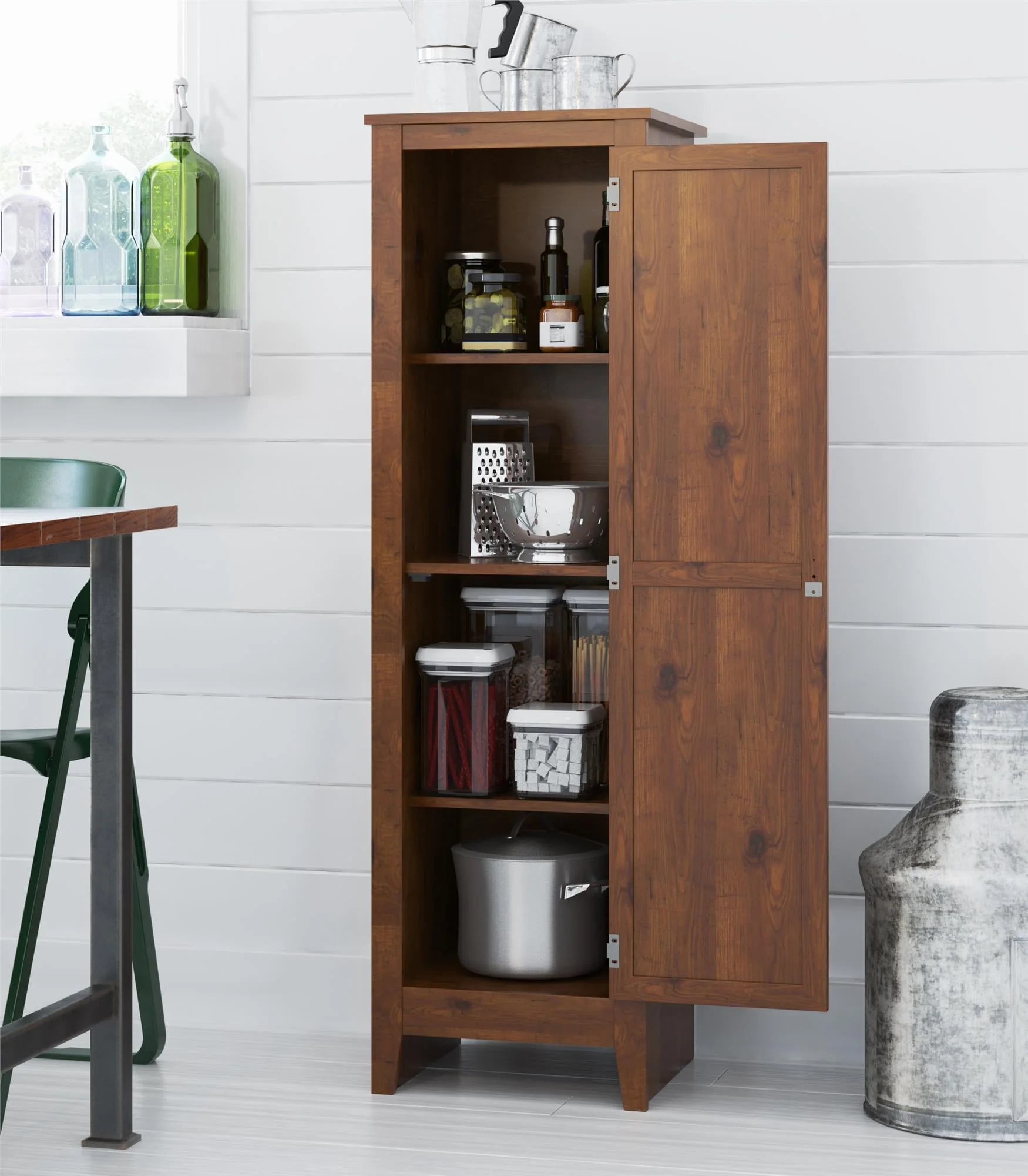 Ameriwood Home Milford Single Door Storage Pantry Cabinet, Old Fashioned Pine