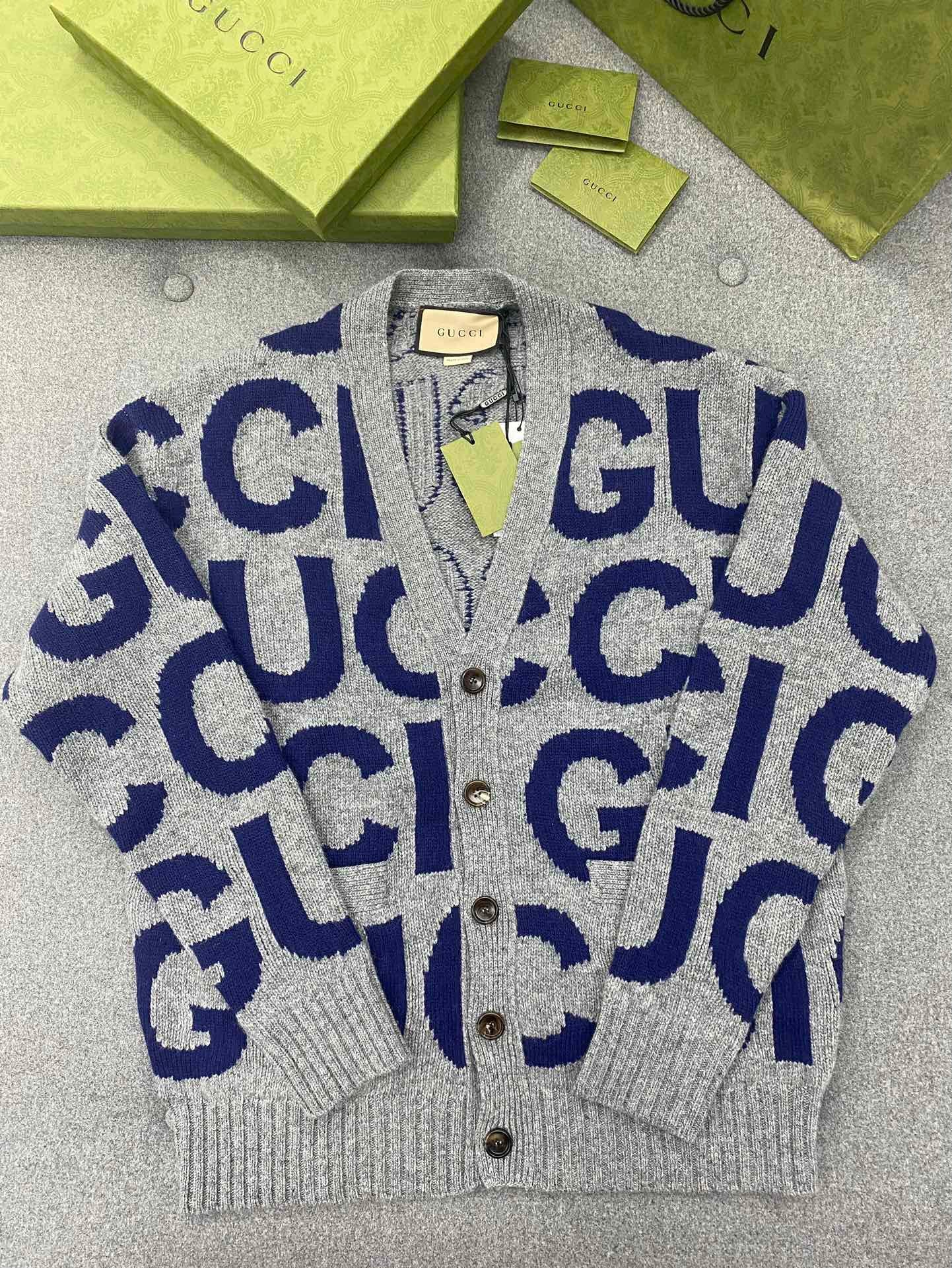 Intarsia wool cardigan