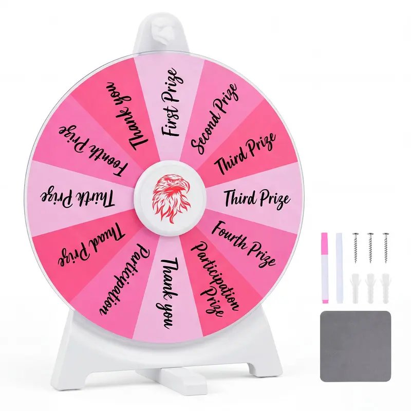 12-Inch Spinning Prize Wheel with Chalkboard Marker. Eraser. and Replacement Pointer