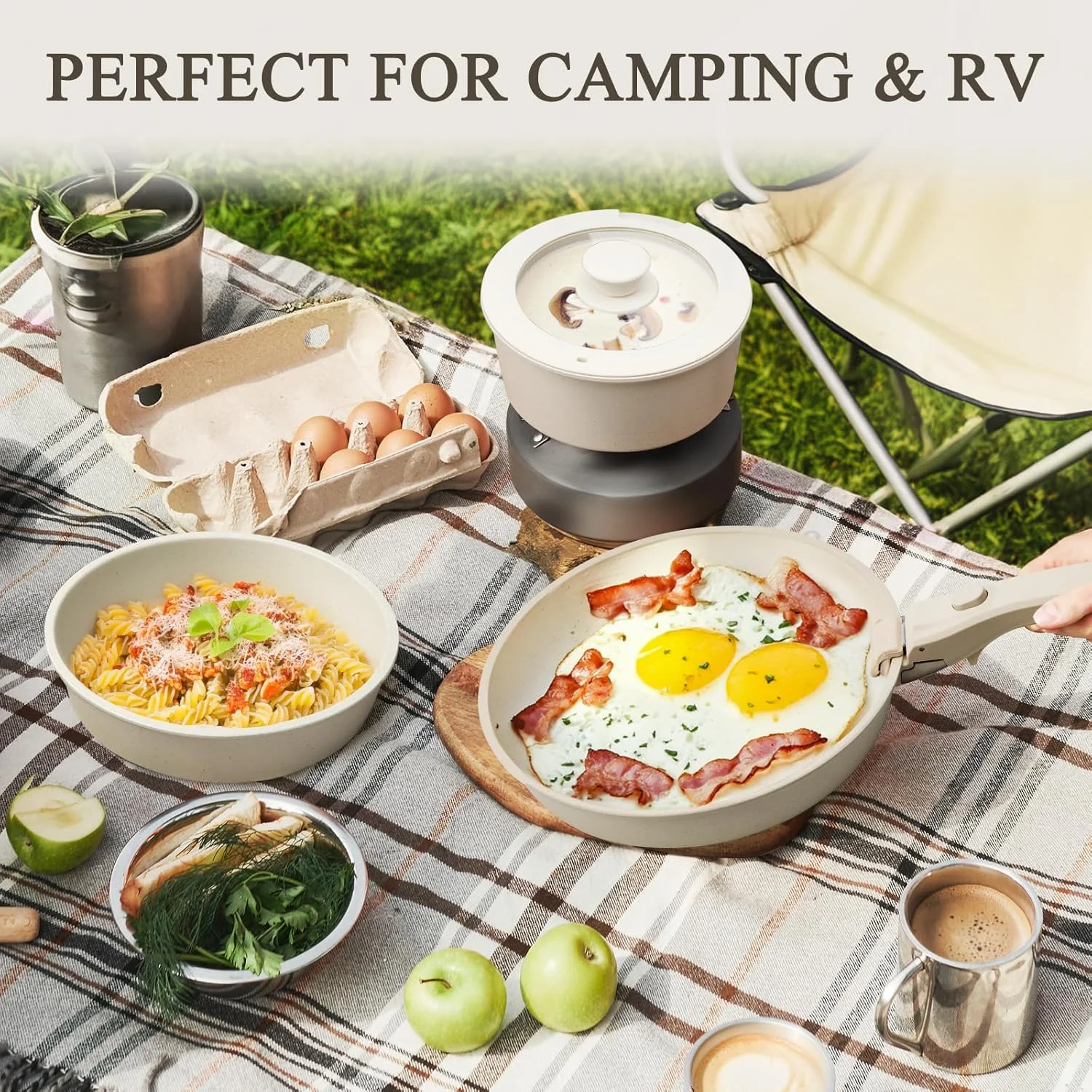 5 Pcs Pots and Pans Set Non Stick - Detachable Handle Cookware Set, Induction Nonstick Kitchen RV Cooking Set Removable Handle - Dishwasher �?Oven Safe ＆Heat Evenly for Better Cooking