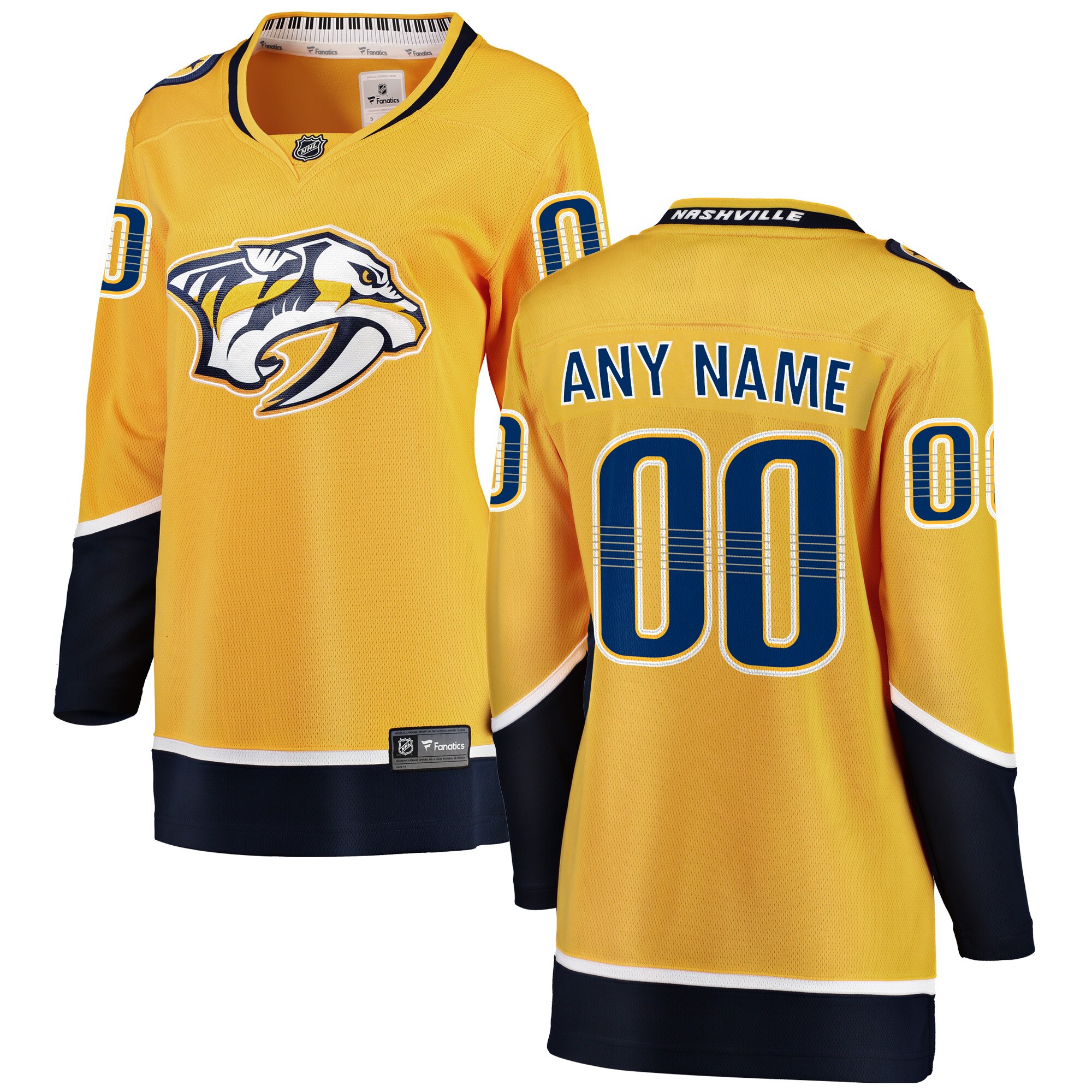 Nashville Predators Fanatics Women’s Home Breakaway Custom Jersey – Yellow