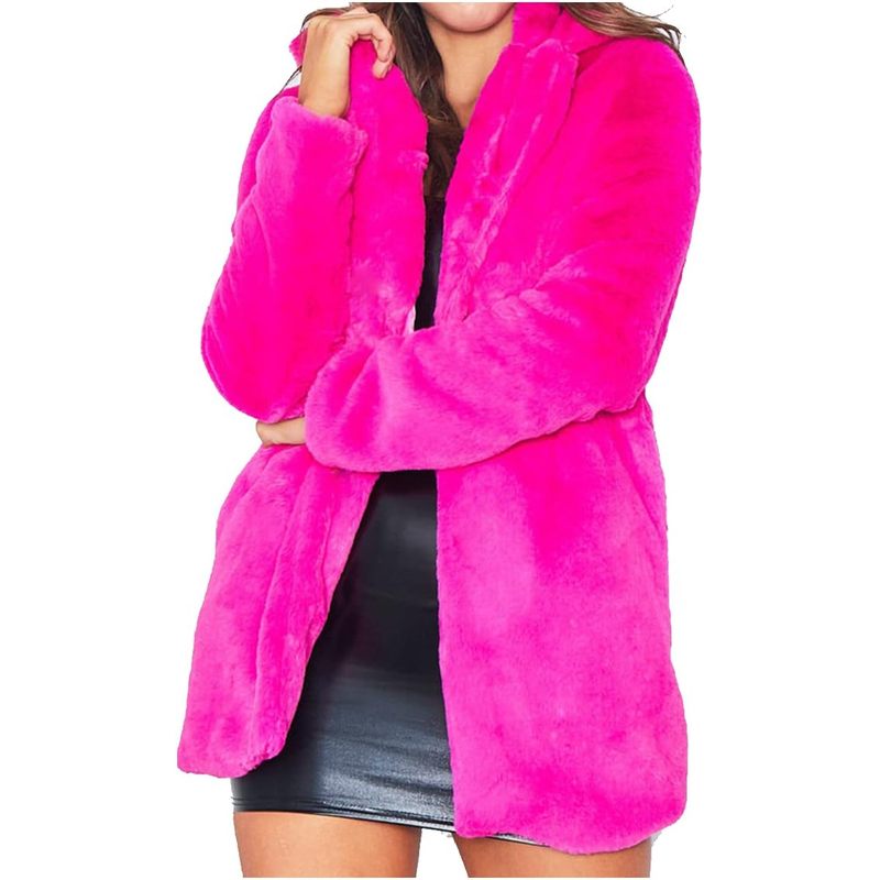 Women's Winter Warm Lapel Faux Fur Coats with Inner Lining & Buttons