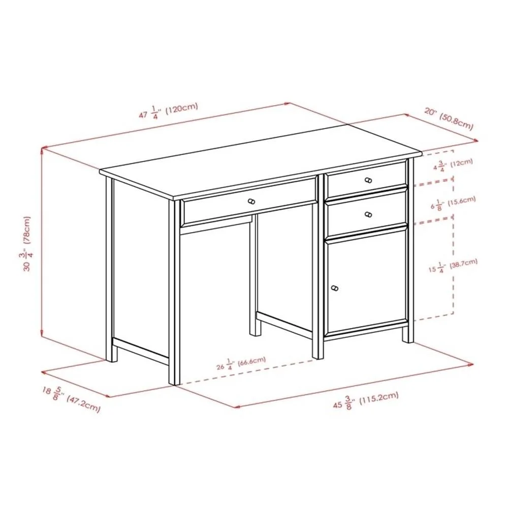 Pemberly Row Transitional Composite Wood Office Writing Desk in Black