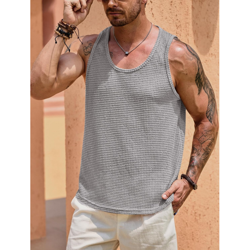 Men's Hollow Out Tank Top Vacation Summer See