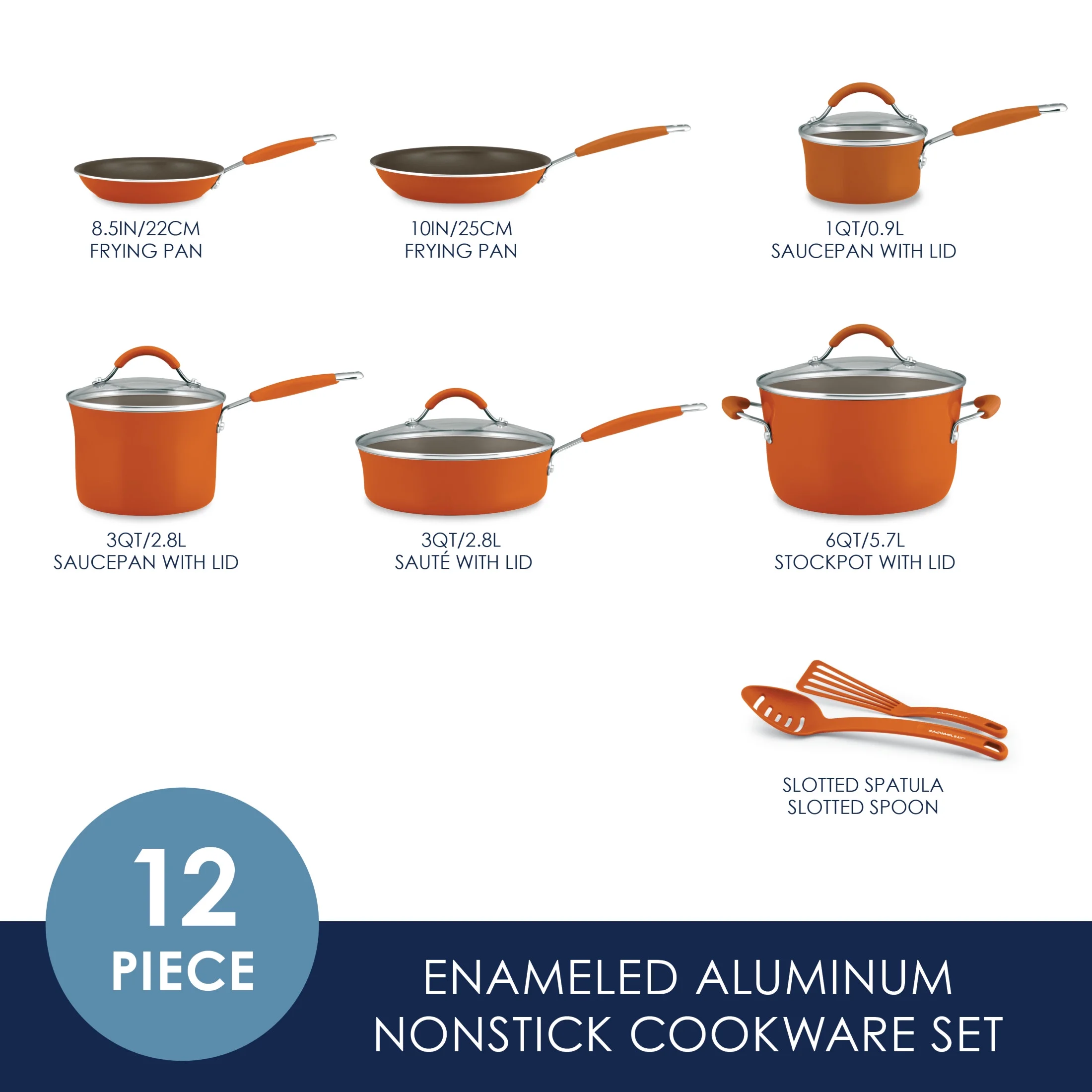 Rachael Ray 12-Piece Cucina Nonstick Pots and Pans Set, Cookware, Set Cranberry