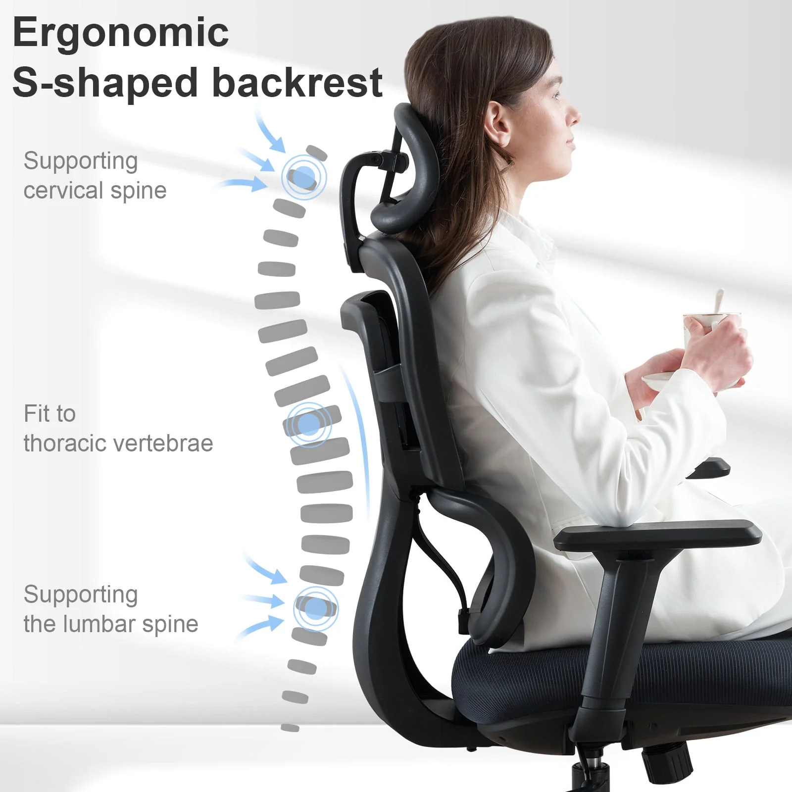 Lioncin Ergonomic Office Chair, Breathable Mesh Desk Chair, Lumbar Support Computer Chair with Wheels and 3D Adjustable Armrest, Swivel Task Chair,Dark Gray