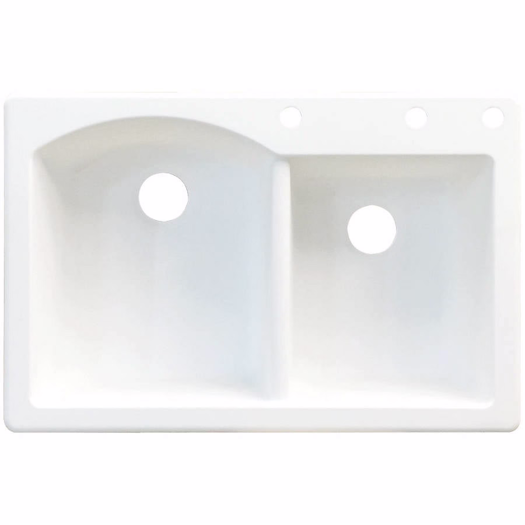 Transolid Aversa 33in x 22in silQ Granite Drop-in Double Bowl Kitchen Sink with 3 BDE Faucet Holes, In Cafe Latte