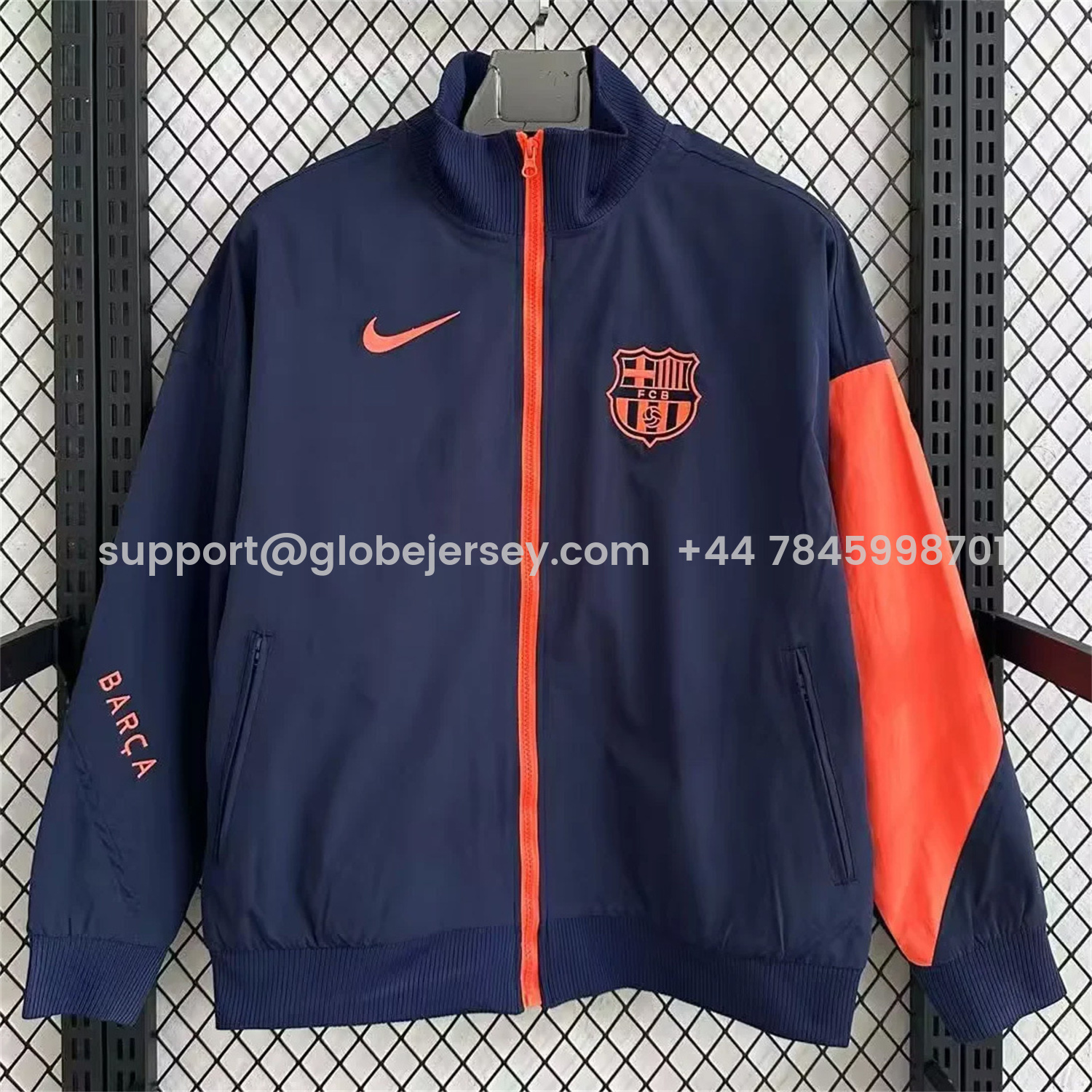 Barcelona 25-26 Windbreaker Jacket - Dark Blue And Orange