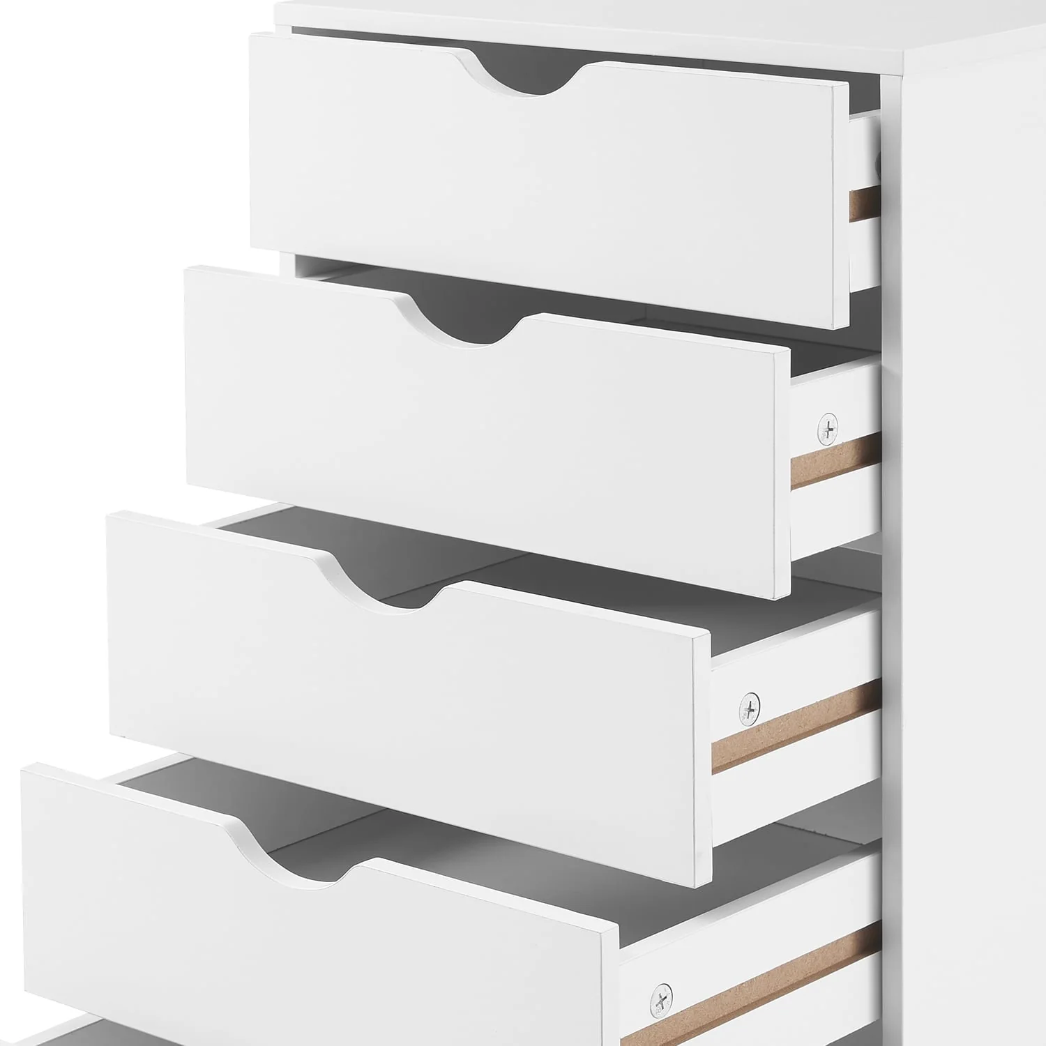 Naomi Home 5 Drawer Office Storage File Cabinet, Under desk storage file cabinets for Home Office, Office Organization Filing Cabinet with Wheels, Printer stand with storage, 180 lbs Capacity – White
