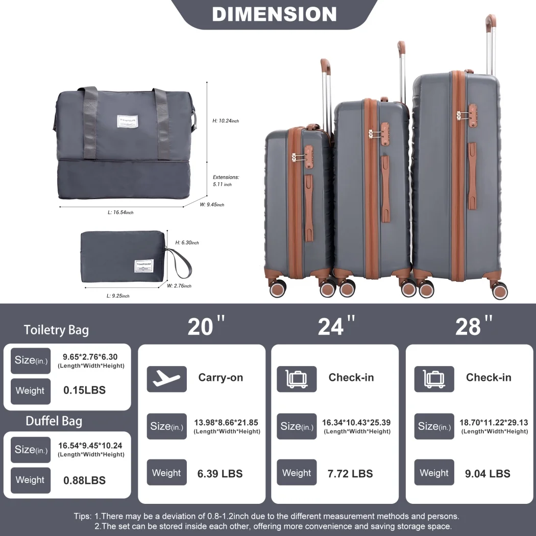 5-Piece Polyester Luggage Set with TSA Lock, Expandable Carry-On Suitcase and 360?�� Spinner Wheels in Blue, Complete Travel System for Versatile Packing