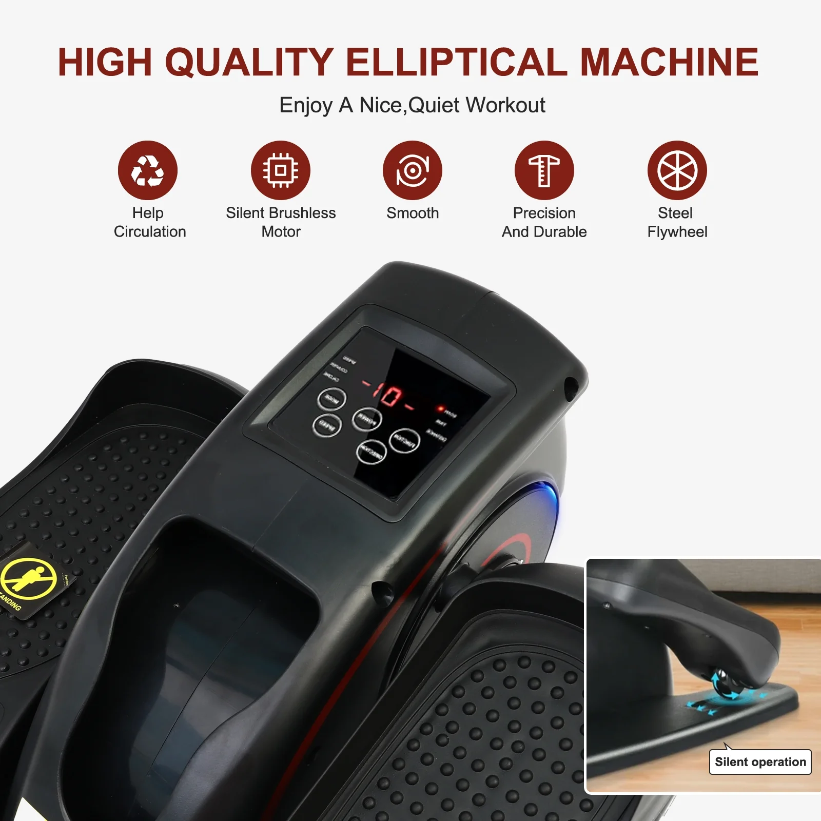 Baokaler Under Desk Elliptical Exercise Machine, Electric Elipsefit Leg Exerciser while Sitting for Seniors,12 Adjustable Speeds with Remote Control