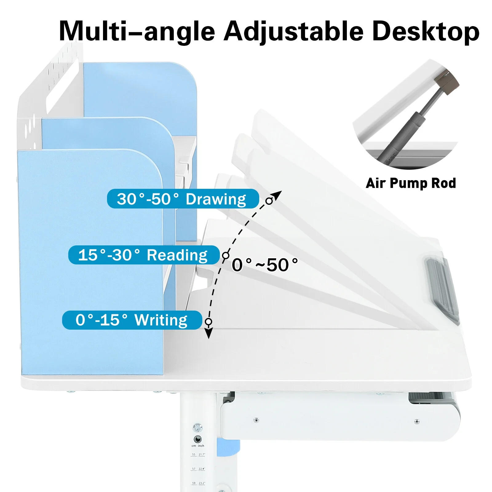 Adjustable Height Ergonomic Kids Study Desk & Chair Set Children Students Drafting Table Home School with Shelf,Drawer(Gray)