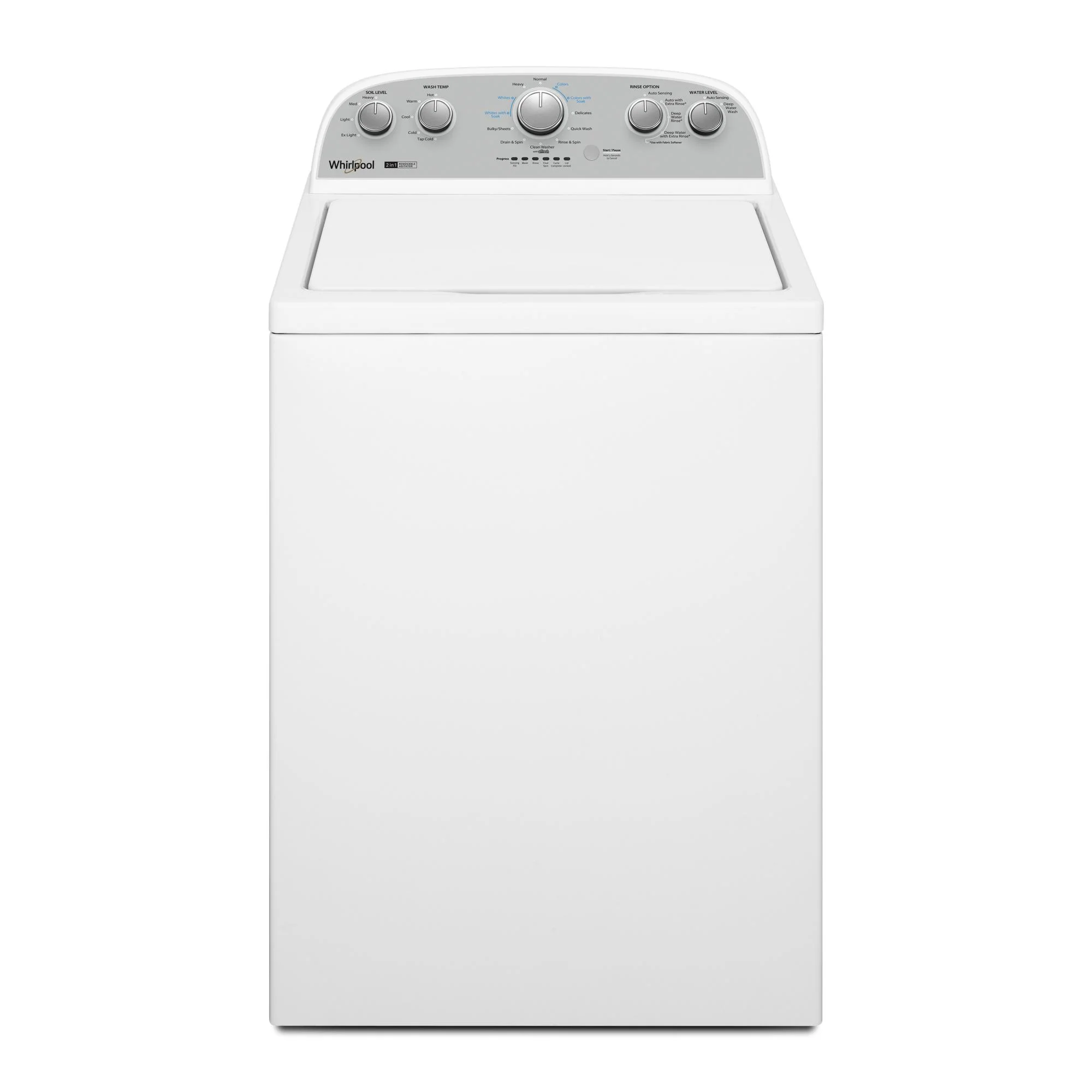 Whirlpool? Brand New WTW4957PW, 3.8-3.9 Cu. Ft. 2 in 1 Top Load Washer with Removable Agitator Capacity 3.8 Cu ft
